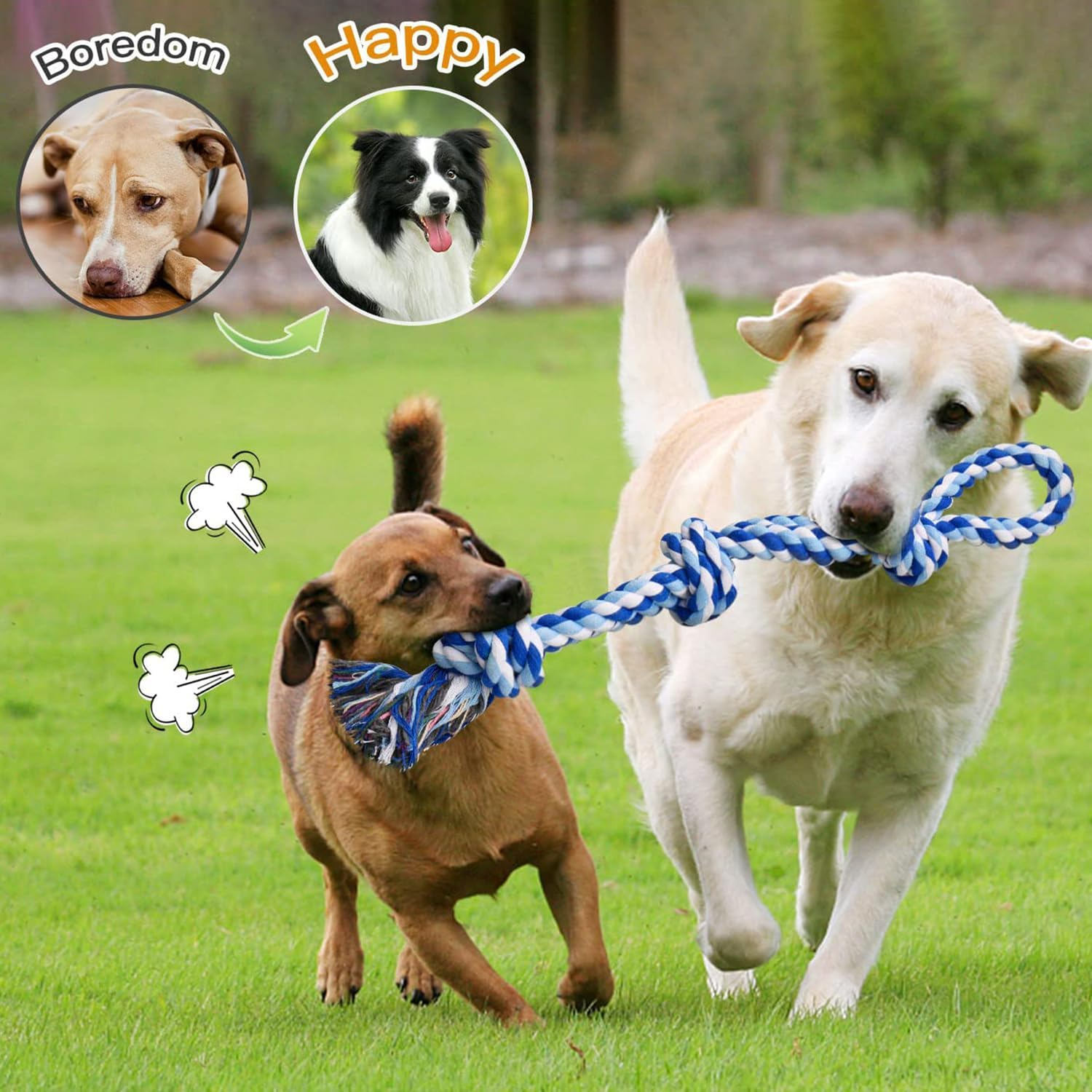 ERHAOG Dog Toy Indestructible 2 Pieces 55 Cm Dog Toy Rope Tug Toy with Knot Made of Cotton Dog Chew Toy Dog for Large and Medium Dogs image number 3