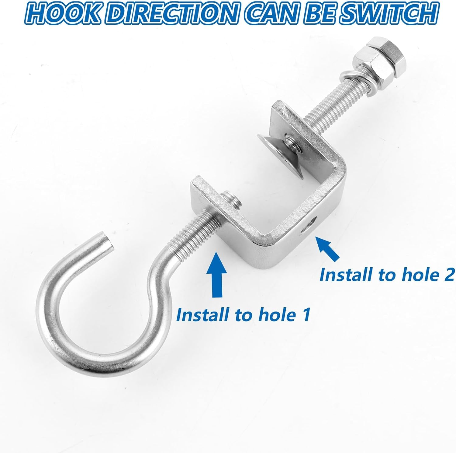 LDHHYH Pack of 4 Stainless Steel C-Clamps with Stainless Steel Hooks and Eye Bolts, C Clamp 30 Mm Clamping Range 0-25 Mm Screw Clamps, Jaw Openings for Woodwork, Welding, Carpentry image number 1