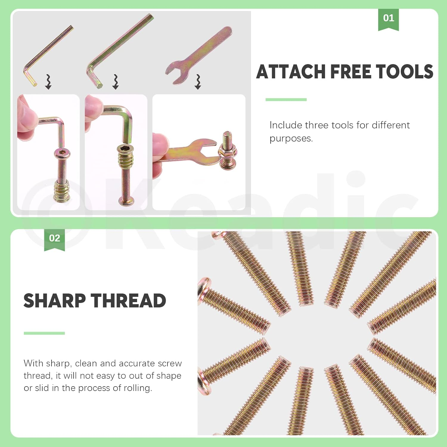 Keadic 253 Pcs M6 X25/35/45/55/65/75Mm Zinc Plated Hex Socket Head Cap Bolts Barrel Nuts Flat Washers with Tools, M6 Crib Hardware Screws Assortment Kit for Chairs Bed Cot Furniture (25-75Mm) image number 3