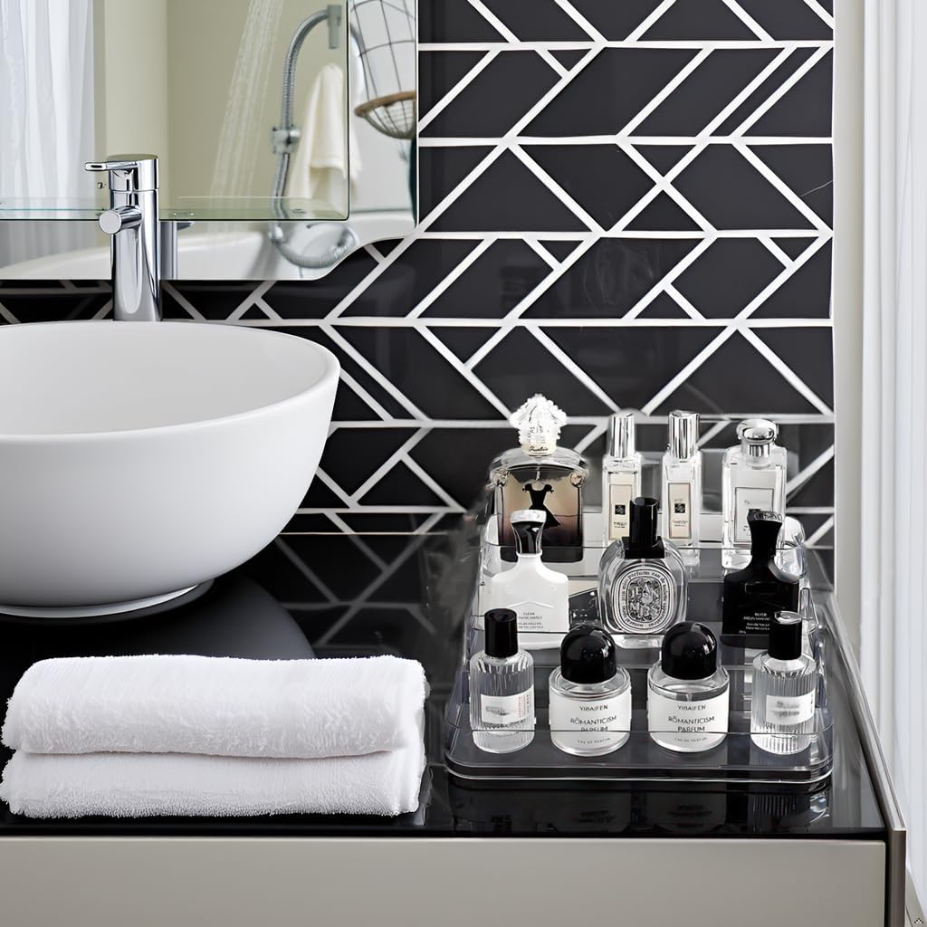 SESLEL Acrylic Perfume Display Stand, Clear Storage Shelf for Fragrance, Cosmetics, and Collectibles, Desktop Organizer image number 4