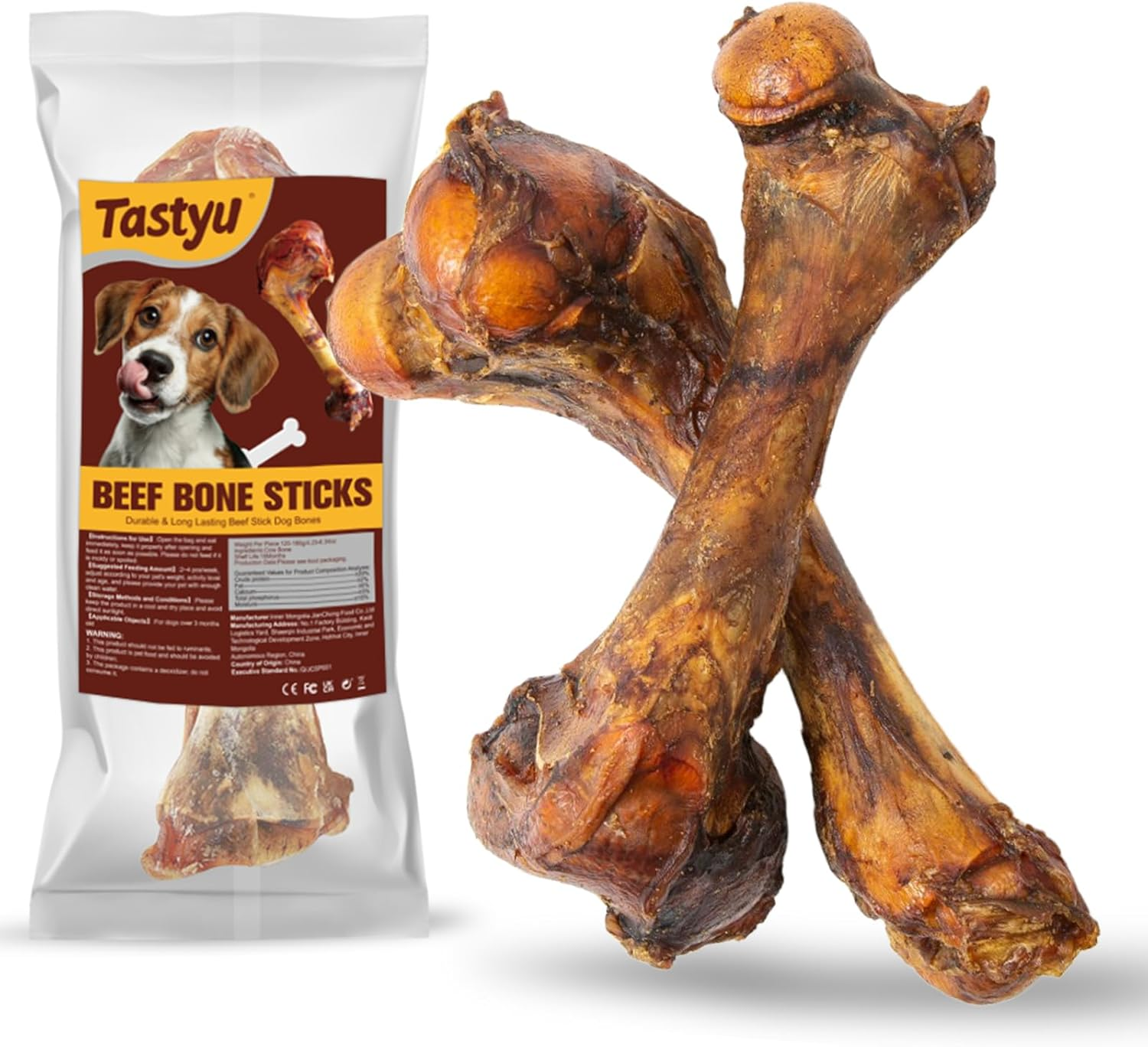 Natural Bully Sticks 100% Beef Single Ingredient for Medium & Large Dogs, 7"-8" Fully Digestible Bison Dog Chew Bones Natural Long-Lasting for Pet Chewing, Aggressive Chewers image number 1