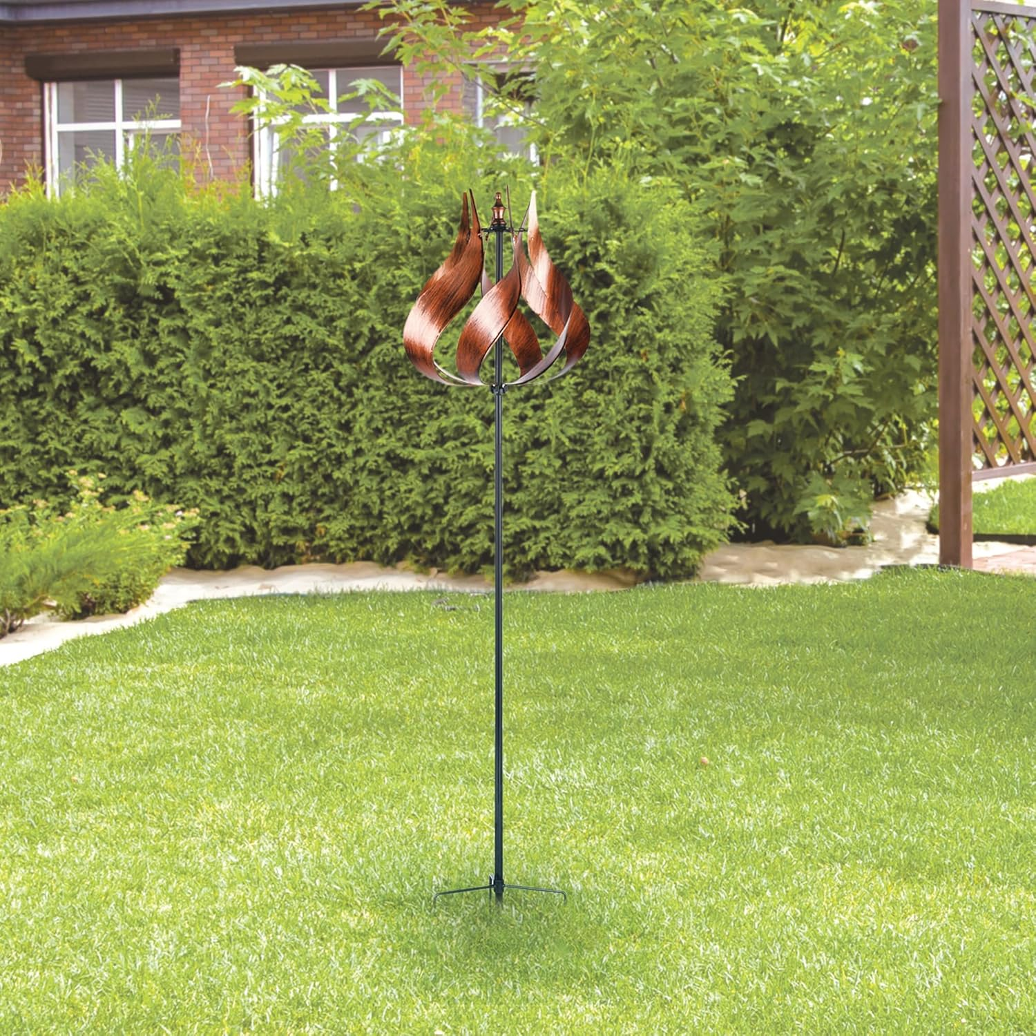 Teamson Home Outdoor Kinetic Windmill Garden Sculpture Tulip Design, Tangerine image number 5