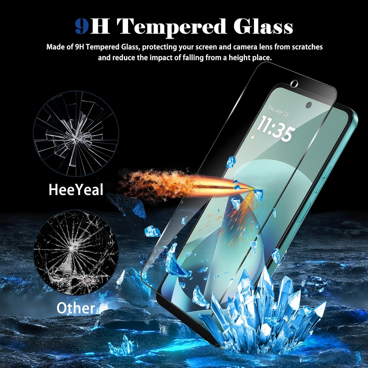 Heeyeal [2 Pack Tempered Glass Screen Protector for Motorola Moto G57 Power 5G, Anti-Scratch, Case Friendly, Fingerprint Support, 9H Hardness, Ultra HD Glass Protective Film for Moto G57 Power 5G image number 4