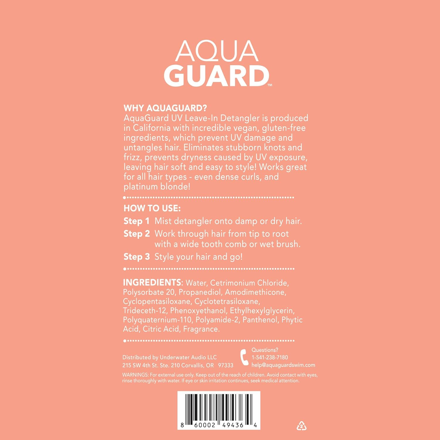 Aquaguard Pre-Swim Hair Defense + UV Leave-In Detangler Swim Hair Care Bundle | Made in California | Prevents Chlorine Damage + Softens Hair While Swimming image number 5