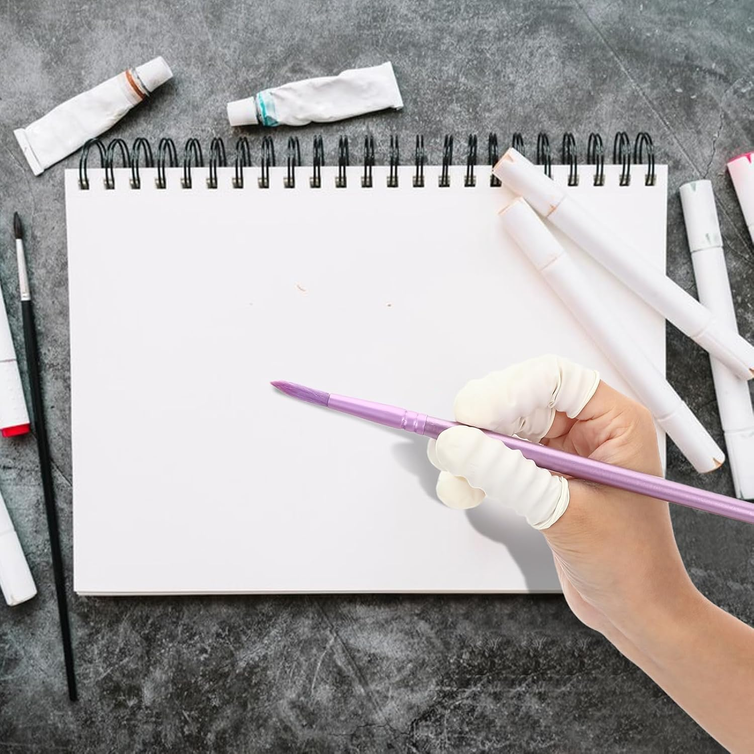 Pack of 100 Latex Finger Cots Finger Protection, Finger Cots Bandage Finger Caps, Antistatic Finger Covers, Latex Finger ​Cot,Latex Nail Cover, for Tattoo, Beauty, Cosmetics, Cleaning, Jewellery image number 6