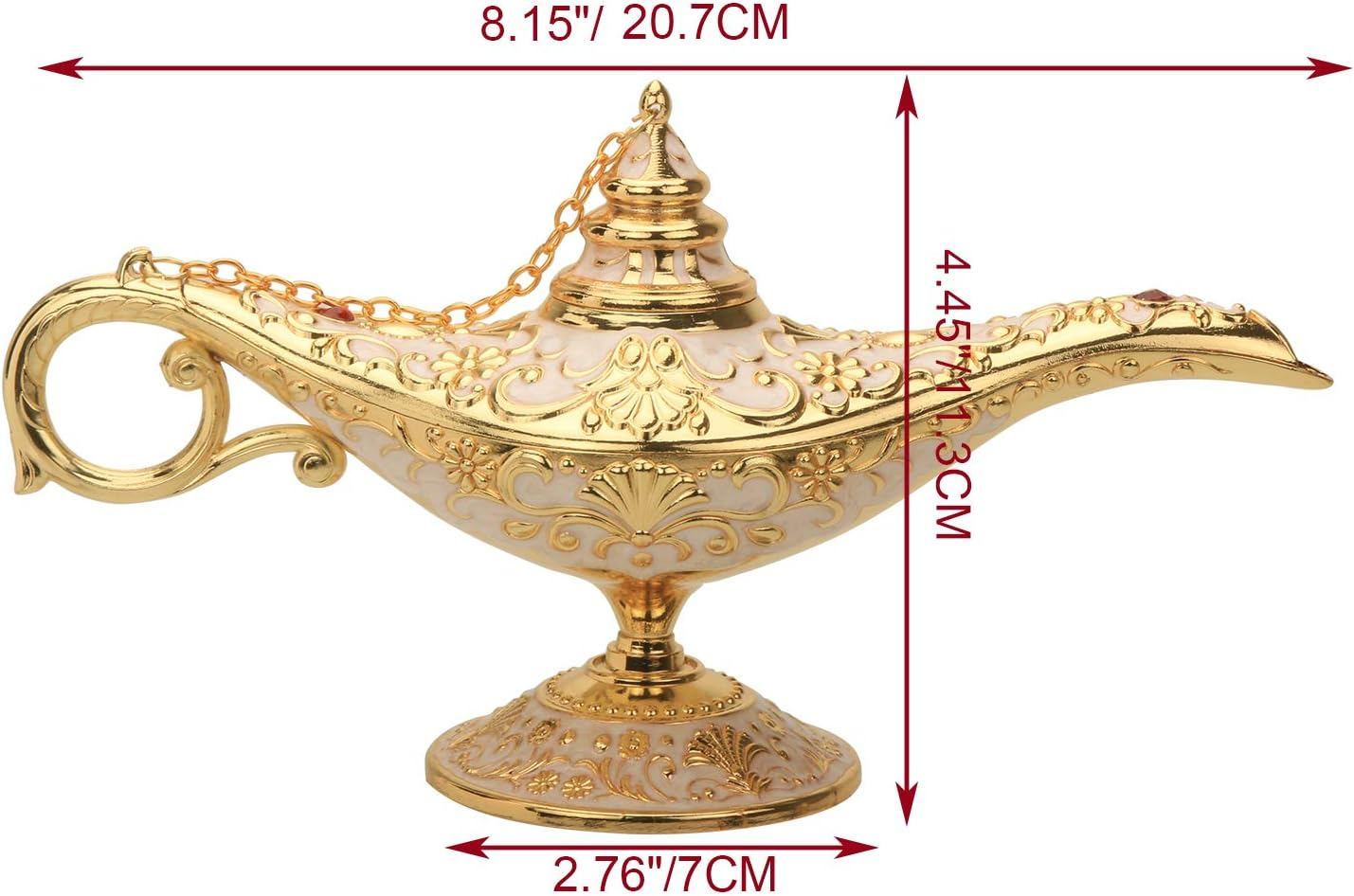 K COOL Classic Aladding Magic Genie Lamp Legend Wishing Light Costume Lamp Metal Carved Cone Incense Burner for Home Tabletop Decoration Party Birthday Halloween Christmas(Beige)