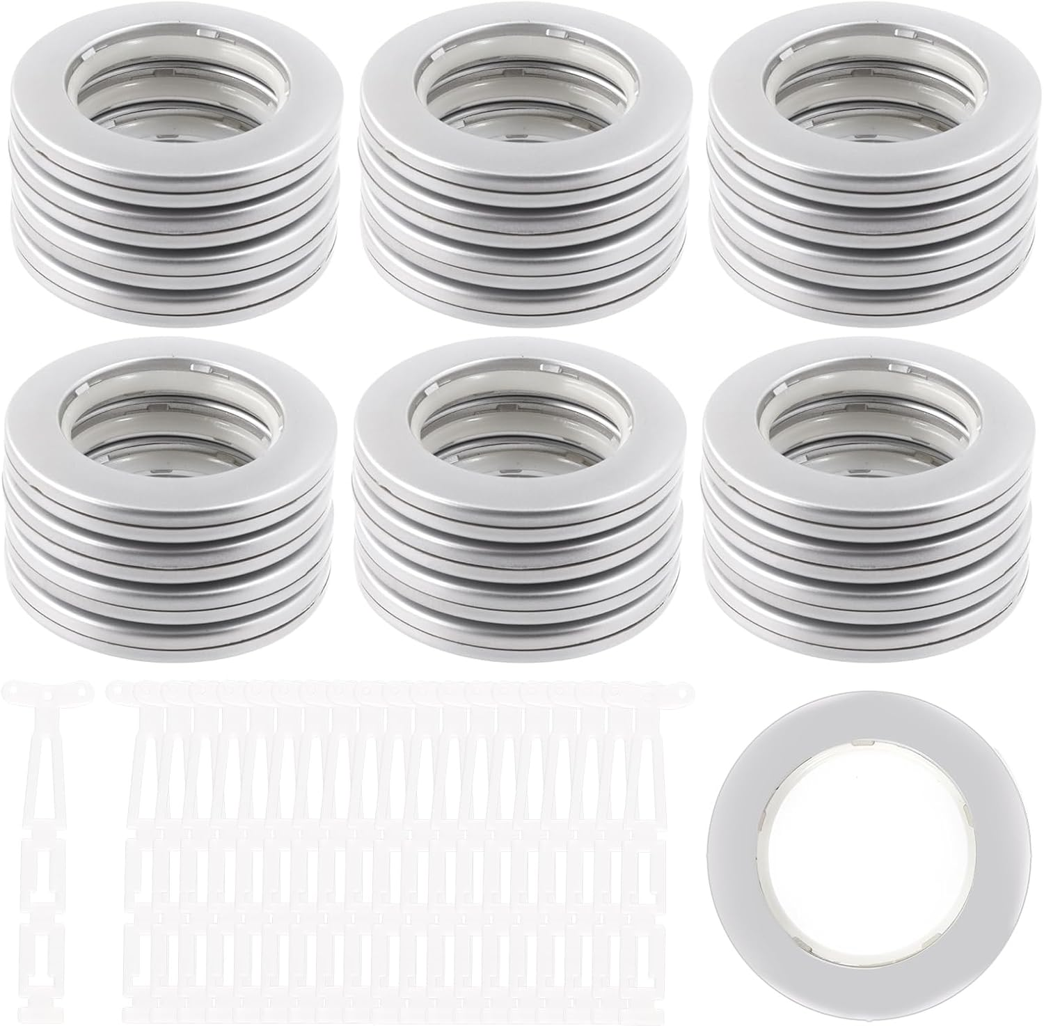 Swpeet 20 Pack Black Plastic Curtain Grommets, Inner Diameter 40Mm-1.7Inch Silencer Sliding Black Sheers Curtain Grommets, Curtain Eyelet Ring Black Low Noise Curtain Rings for Window Curtain Hanging