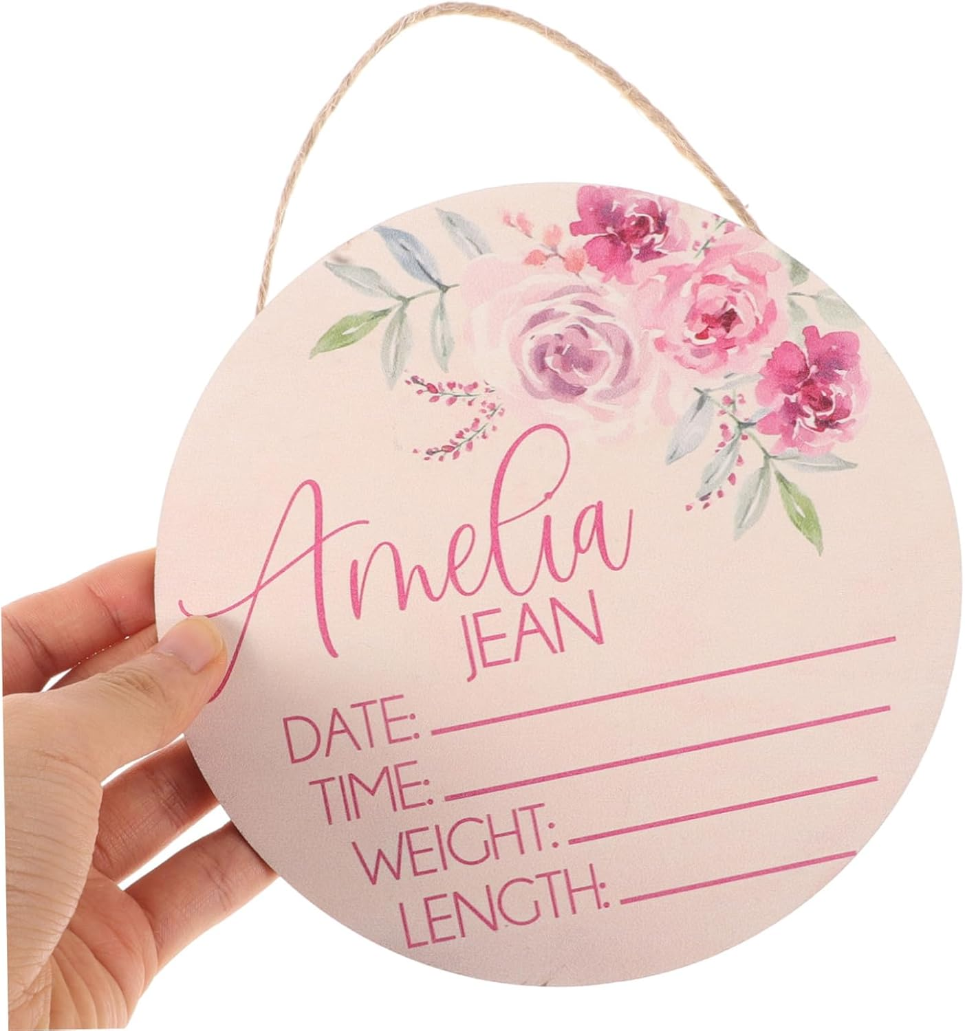 Sosoport Baby Name Announcement Sign Wooden Name Signs for Nursery Newborn Hospital Birth Announcement Boards 2Pcs Baby Nursery Decor Photo Props image number 5