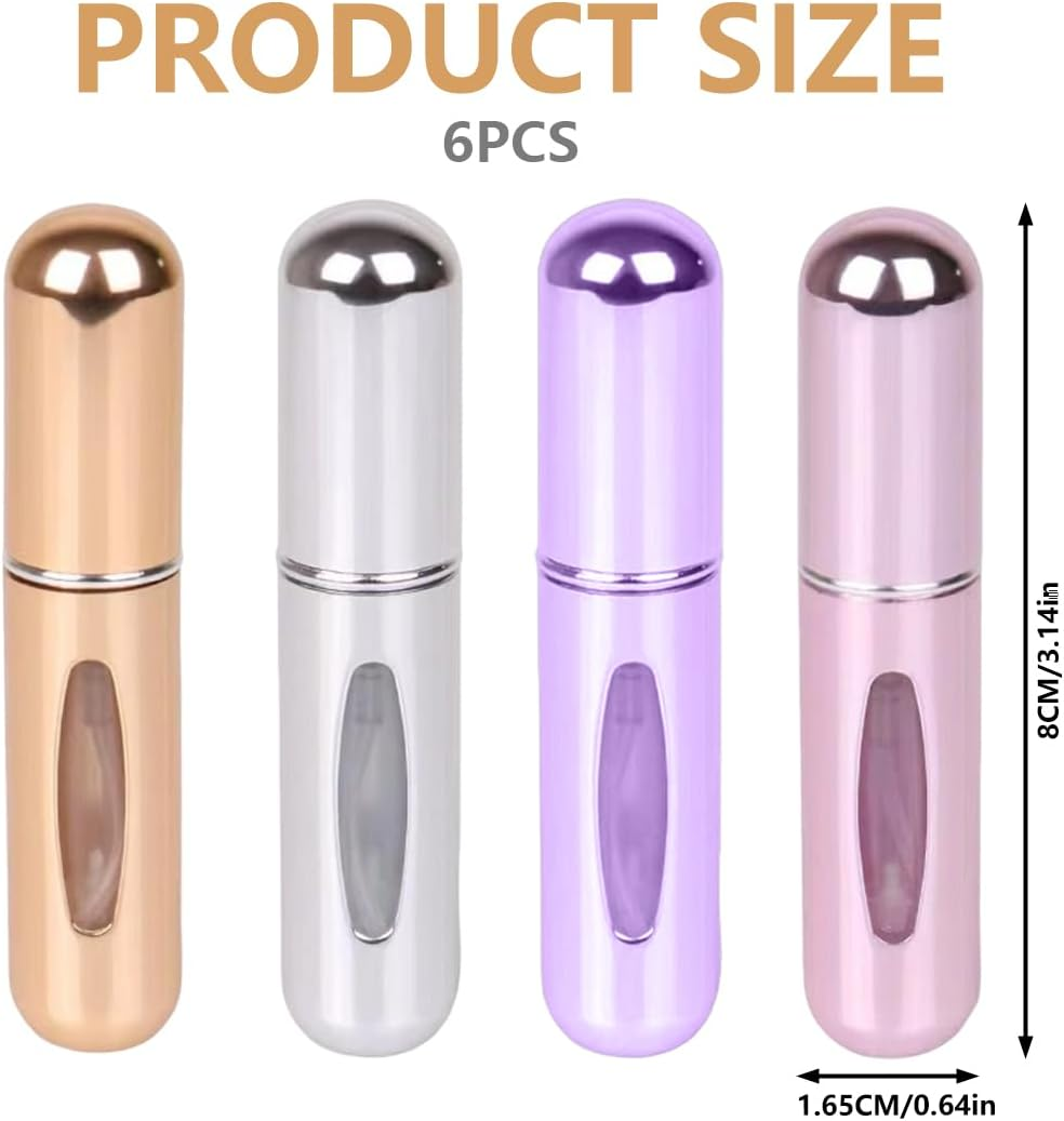 VAEIORP Set of 4 5Ml Perfume Spray Bottles - Refillable with Viewing Window, Ideal for Travel and Everyday Use image number 2