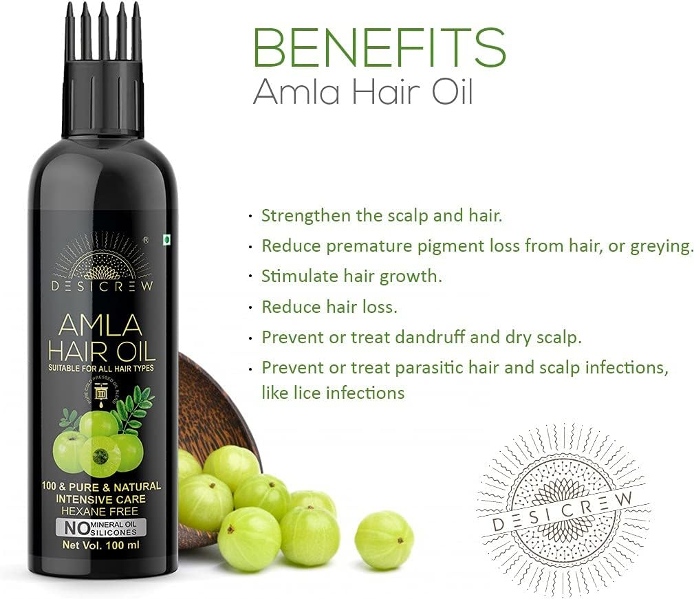Desicrew Cold-Pressed Amla & Fenugreek Hair Oil in Combo - Moisturizing & Healing, for Skin, Hair Care, Eyelashes (100 Ml + 100 Ml) with Applicator image number 3