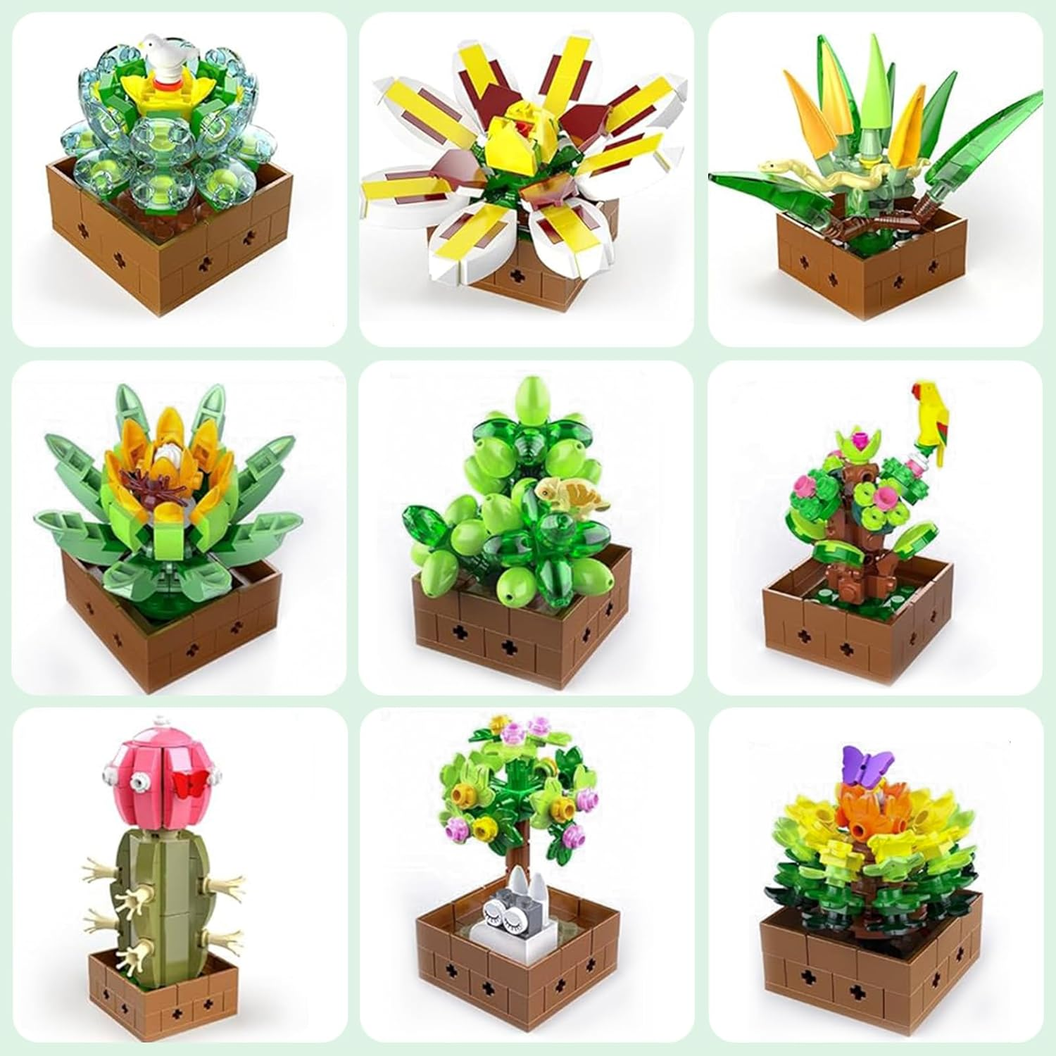 Succulent Flowers Botanical Collection Building Set Tiny Succulent Bonsai Plant Set for Adult Home D&eacute;cor, Botanical Collection, Ideas Gifts for Girls Women 913 Pieces image number 2