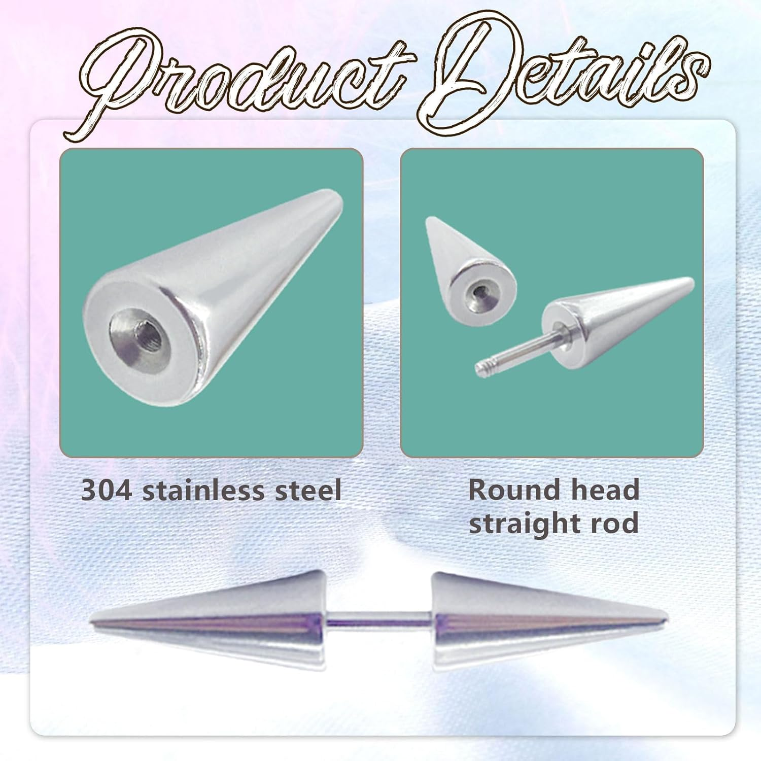 Auroriel 10-Piece Set Metal Punk Spikes Hair Clips, Goth Y2K Grunge Hair Accessories for Women, Silver, Emo Alt Gothic Jewelry for Braids, Dreadlocks and Buns