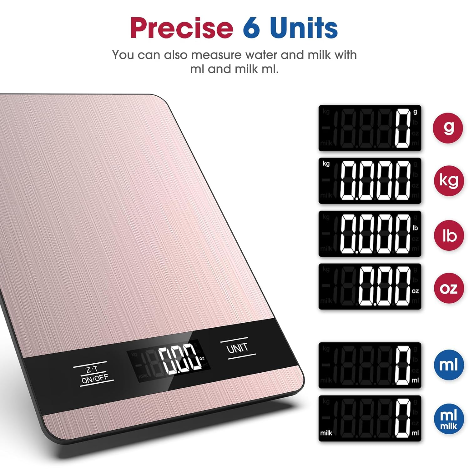 Mik-Nana Food Scale for Kitchen (Pink) - Silver image number 6