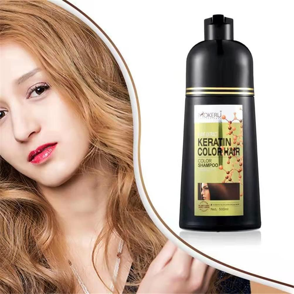 500Ml Herbal Natural Black Hair Color Shampoo Keratin Long Lasting Fast Hair Dye Shampoo for Women Men Brown Color Dye for Men and Women, Regain Youth for Your Hair (Dark Brown)
