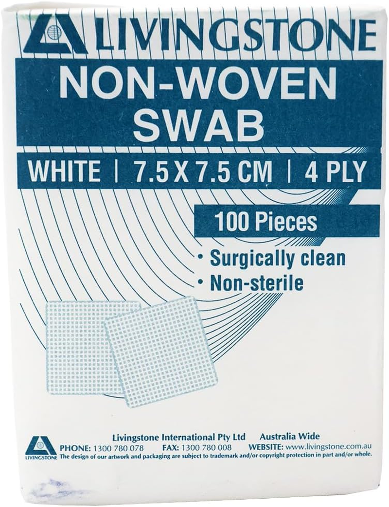 Livingstone Non-Woven Swabs 7.5X7.5Cm 4 Ply 100/Pack