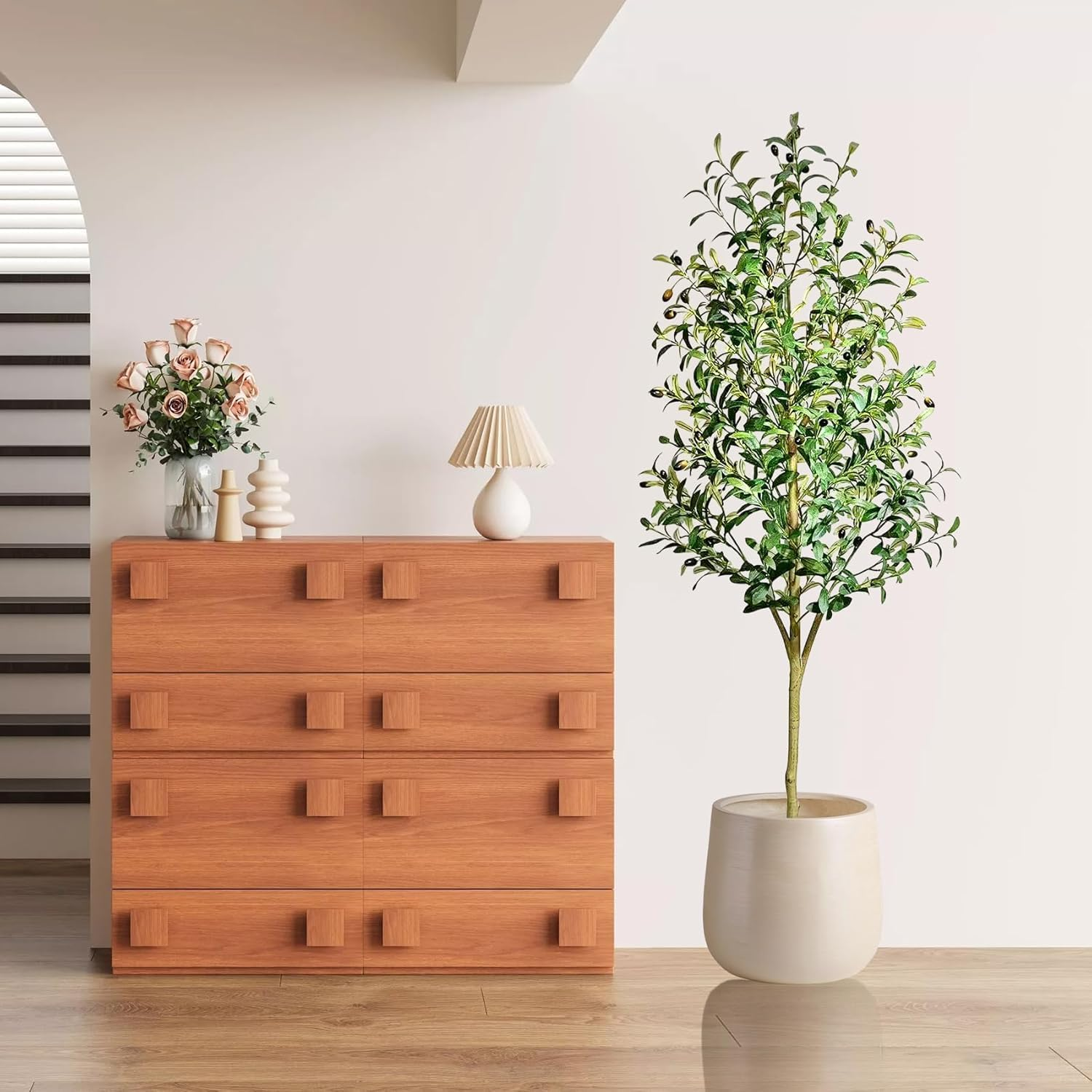 Artificial Olive Tree, 150Cm Faux Plant in Pot, Lifelike Silk Leaves with Black Planter for Indoor Decor image number 2