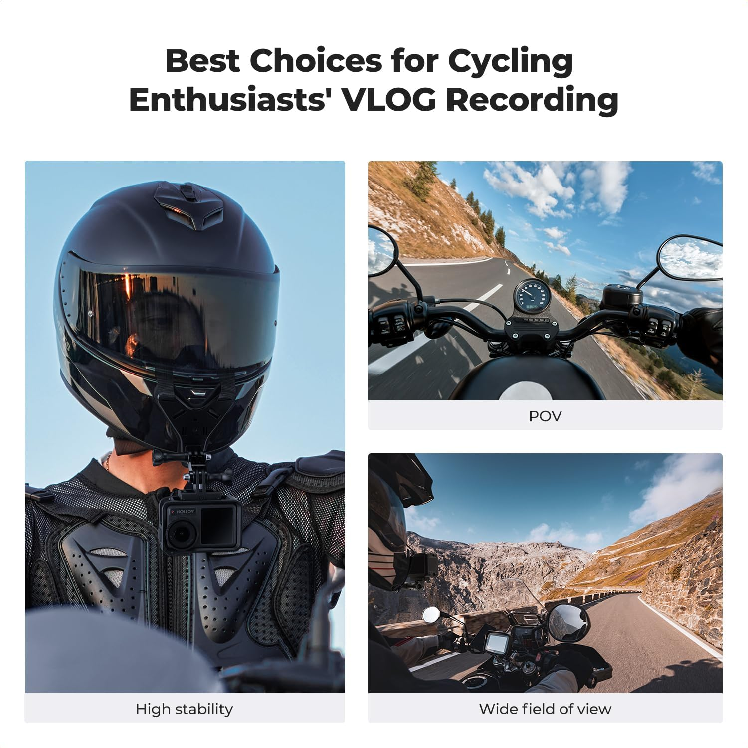 K&F Concept Action Camera Motorcycle Dirt Bike Helmet Chin Strap Mount, Helmet Holder Mounting Attachment for Gopro Hero 13/12/11/10/9/8/7/6/5/4/DJI Osmo Action 5Pro/4/3/Insta360 X5/X4/X3 image number 4