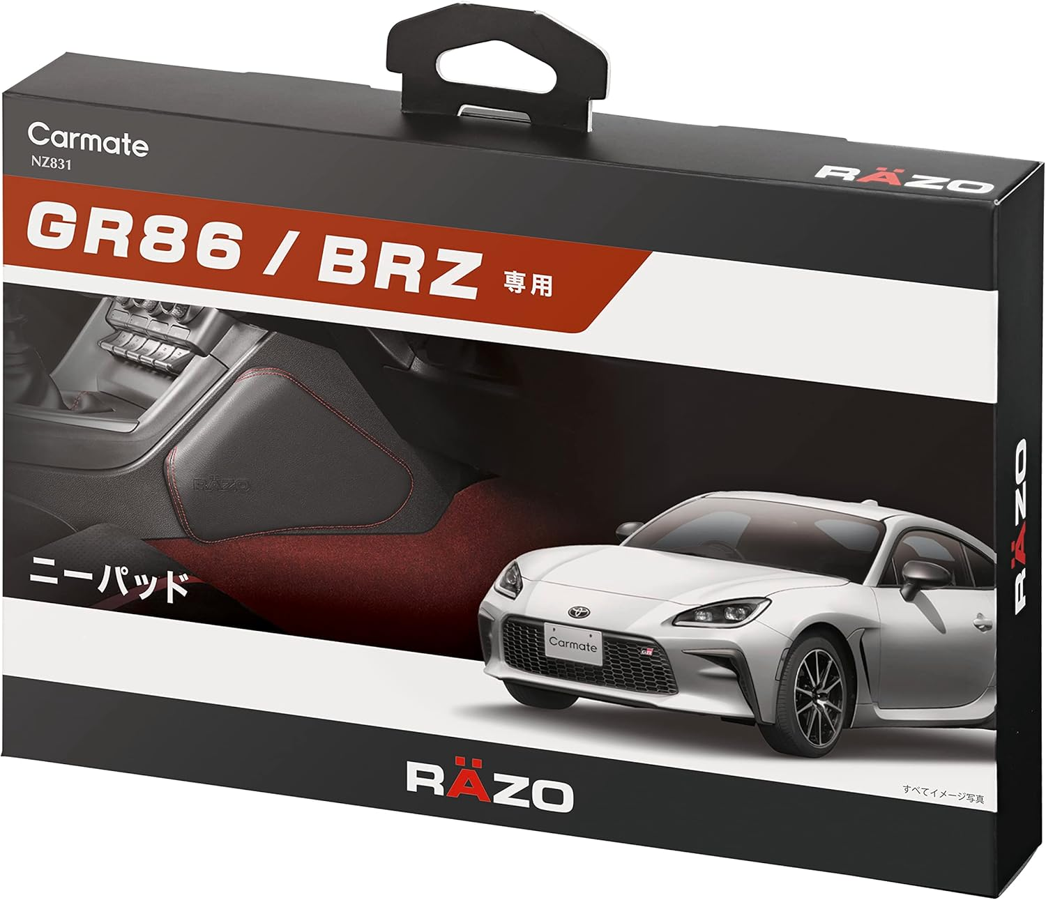 Carmate NZ831 Car Knee Pad for Toyota GR86 / Subaru BRZ Dedicated Cornering, Stable, Red Stitching image number 4