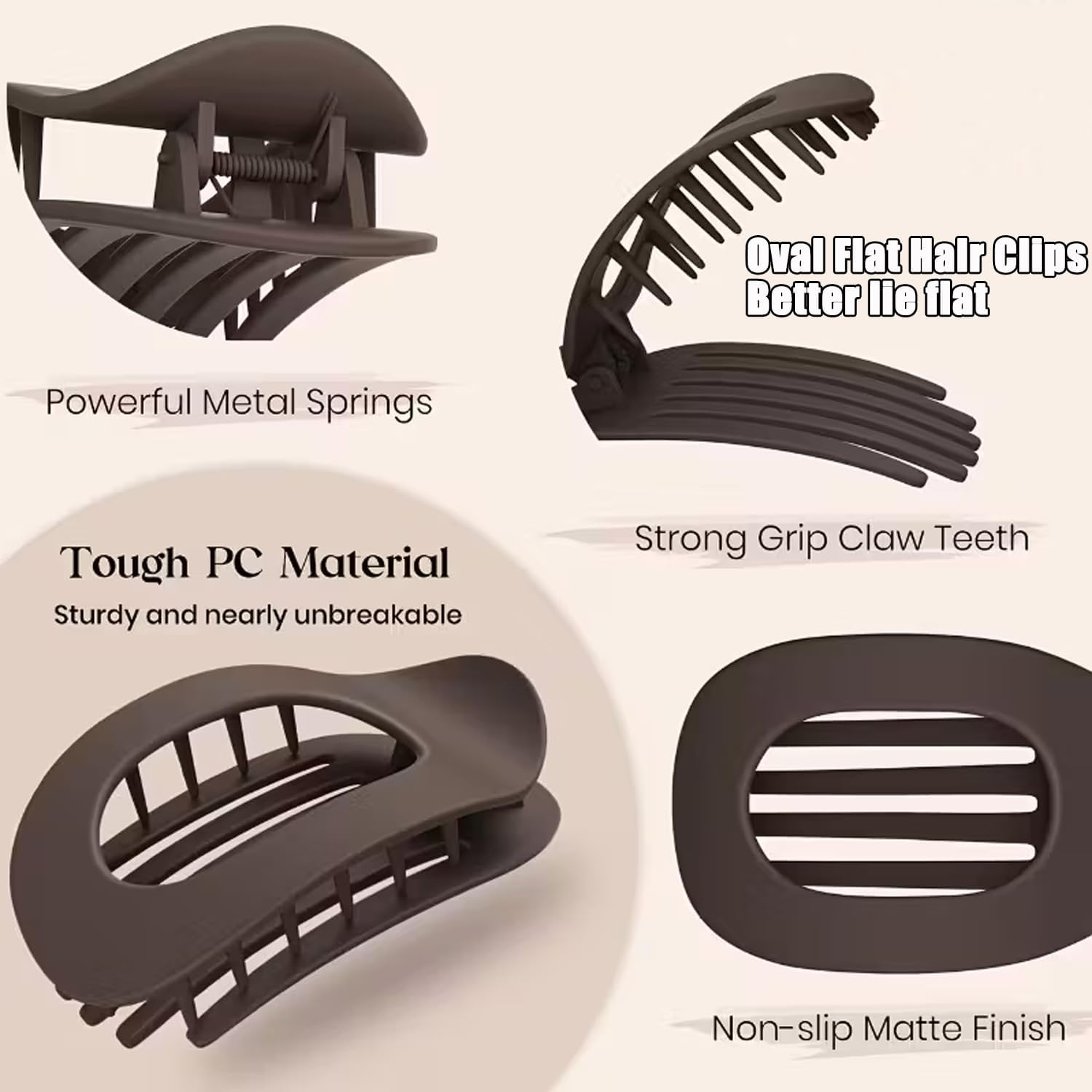 Women'S Hair Clip, Pack of 8, Flat Hair Clip, Claw Clip, Strong Hold & Non-Slip, Large Flat Claw Clip, Hair Clip for Inserting for Thick and Thin Hair