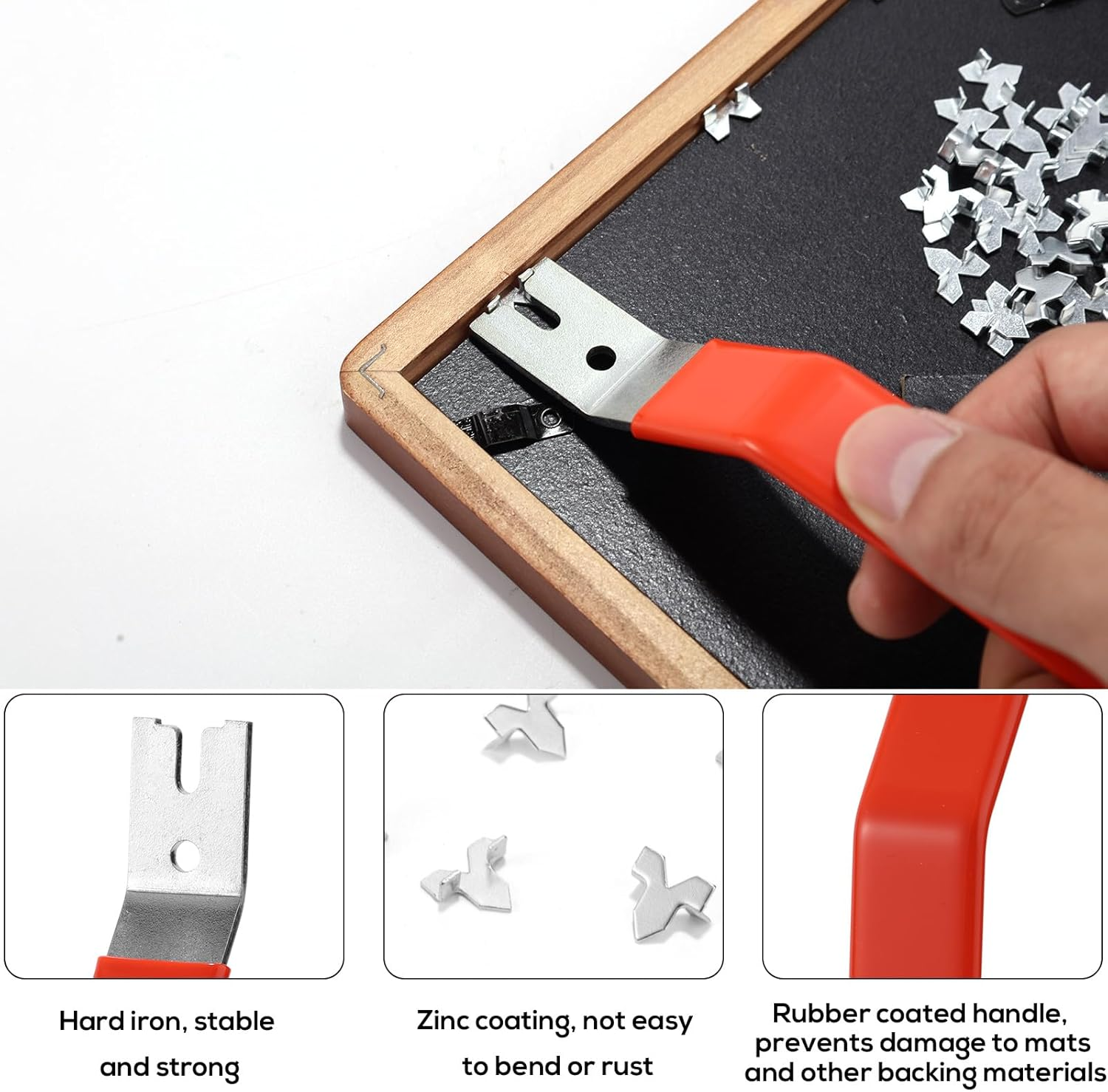 Glazier Setting Tool, Glazier Tools Kit with 120Pcs Push Points Glazing Push Point Driver Kit for Glass Workers for Framing Glass Picture Cross Stitch Easy-Grip Handle (Red)