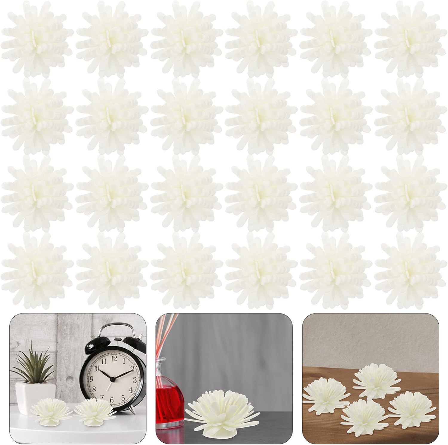 LALAFINA 100Pcs Simulated Chrysanthemum Aromatherapy Flower Essential Oil Diffuser Accessories image number 1