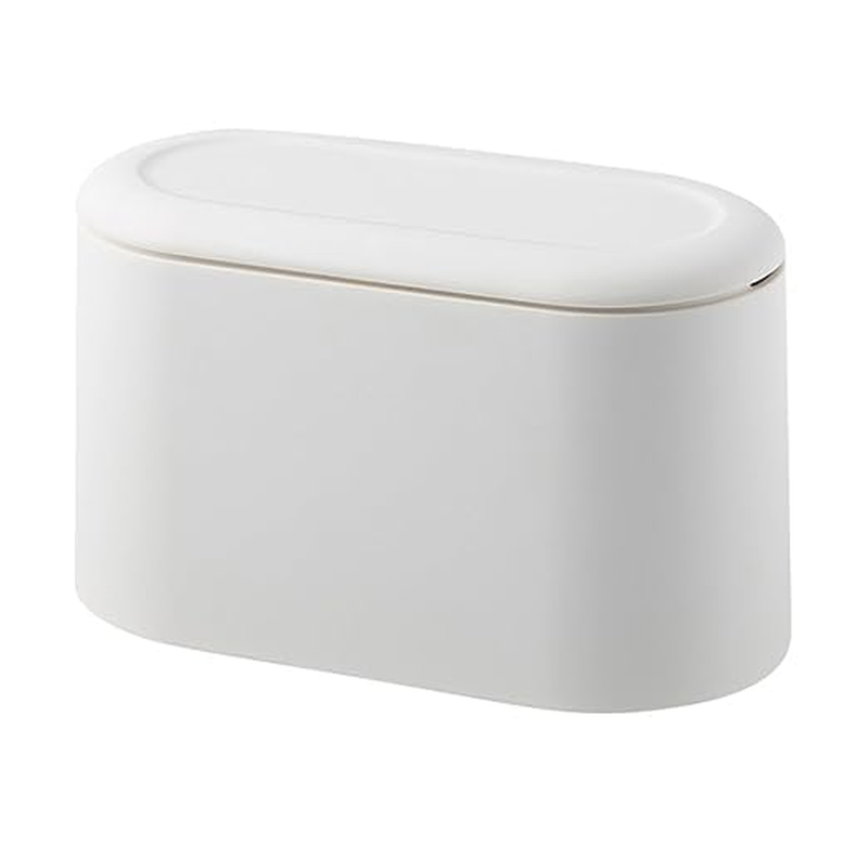 RODISHOMM Mini Desk Trash Can with Lid &ndash; Removable Small Countertop Waste Bin for Lint, Tissues, and Makeup in Bathroom, Kitchen, Office, or Vanity (White) image number 4
