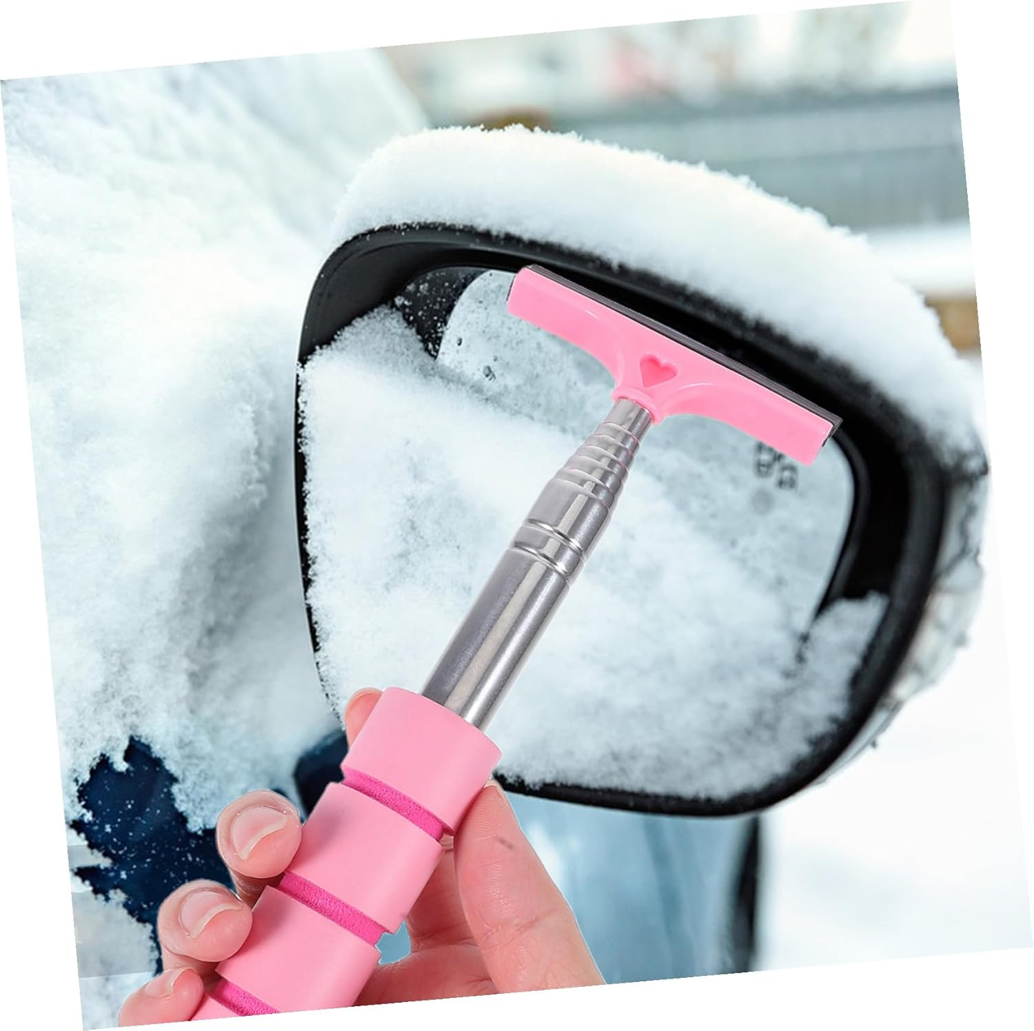 UTHCLO Car Rearview Mirror Cleaner Tool Extendable 21.5-96Cm Pink Windshield Wiper Brush Multi-Functional Car Cleaning Kit for Rainproof Auto Glass Maintenance image number 3