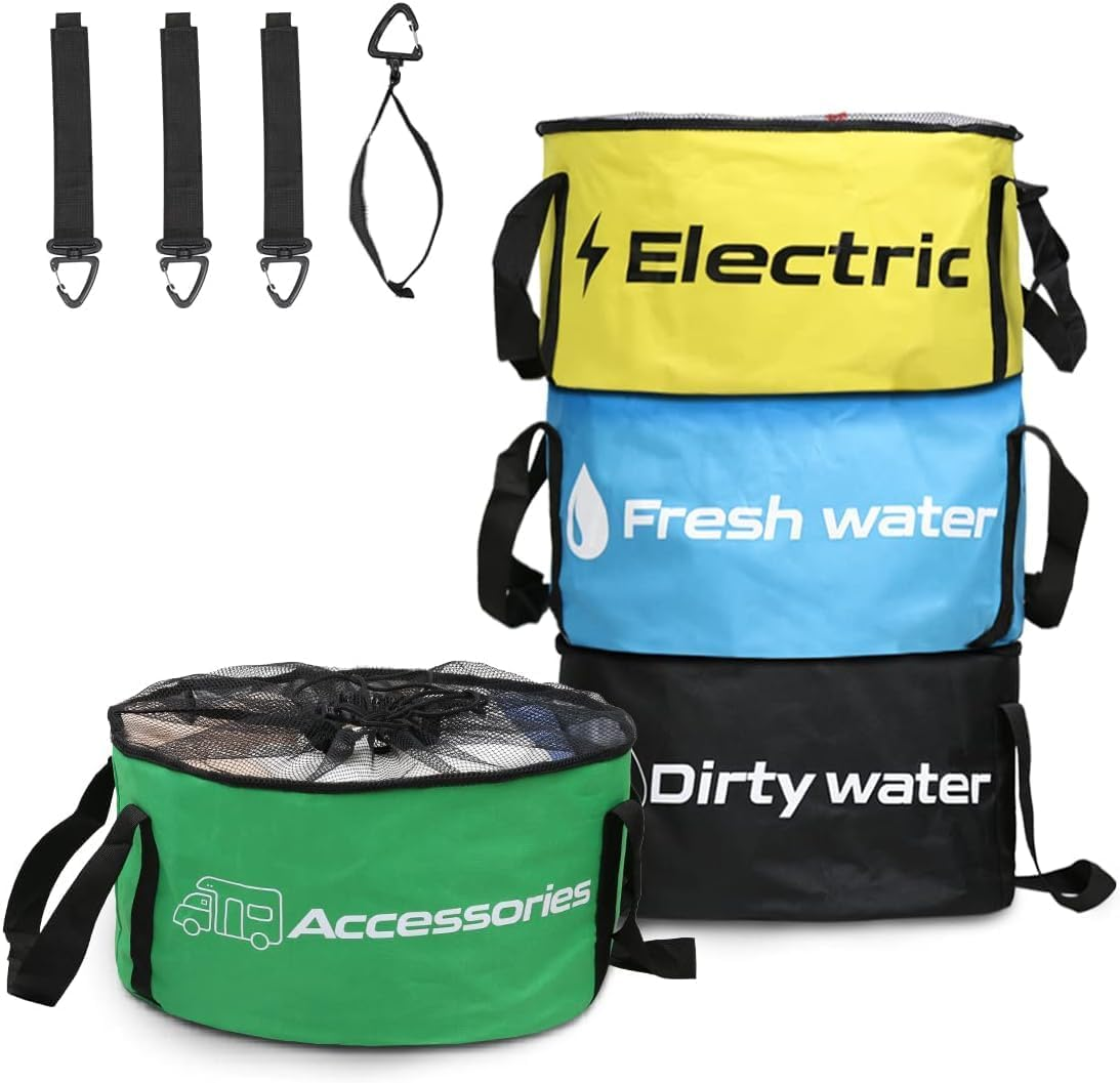 RV Hose Storage Bag Waterproof Camper Accessories Container RV Equipment Organizer Utility Bags for Sewer Hoses,Electrical Cords,Fresh Black Water Hoses and Other Parts (Multicolor Set -4 Pack) image number 5