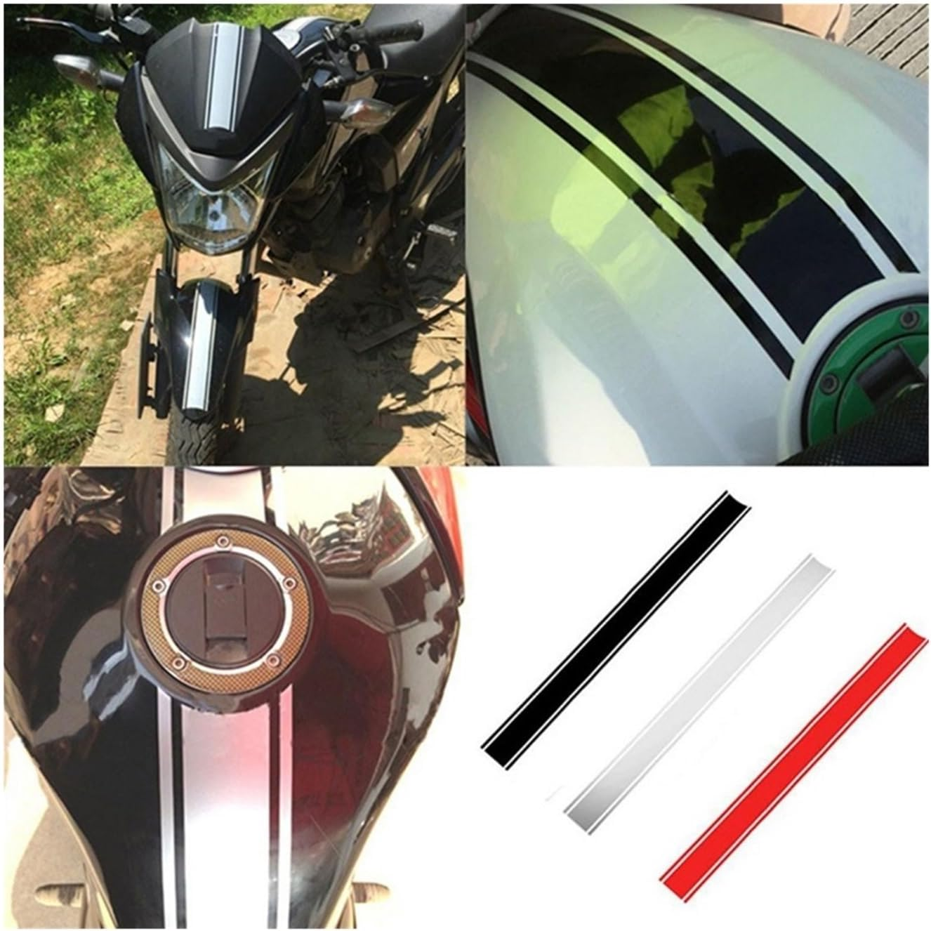 Motorcycle Tank Sticker Cowl Stripe Waterproof Stickers Self Adhesive Decal Sticker Decoration (Color : Yellow 2Pcs) - Red image number 6