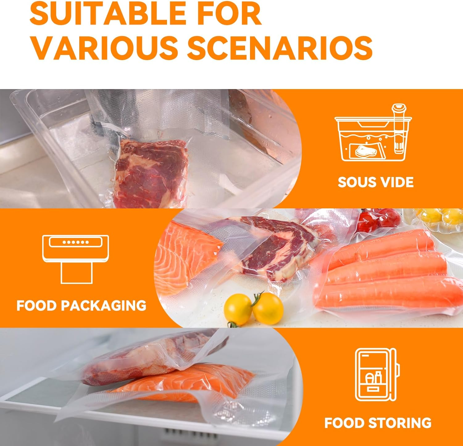 [2024 New] Vacuum Sealer Rolls Bags for Food, 6 Pack 20Cm X 6M and 28Cm X 6M, Great for Food Storage, Sous Vide and Meal Prep, Wevac Lite image number 6