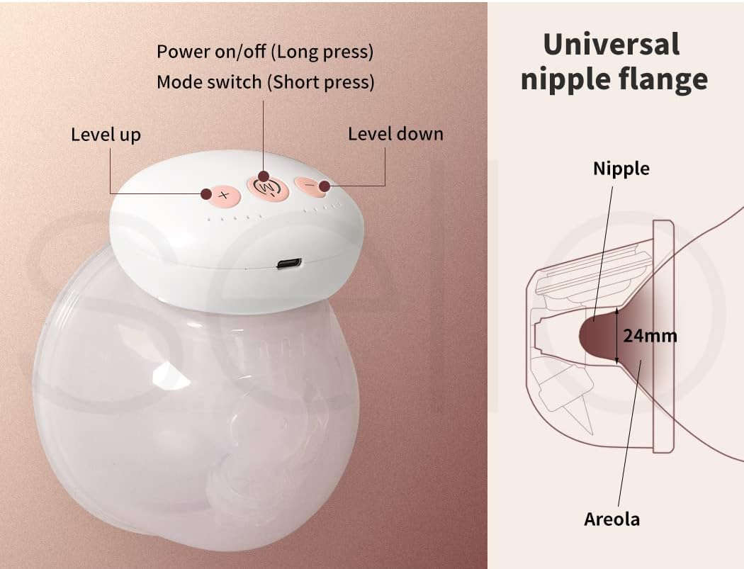 Portable Wearable Electric Breast Pumps : Quiet & Powerful Motor, Wireless, with 3 Adjustable Modes image number 6