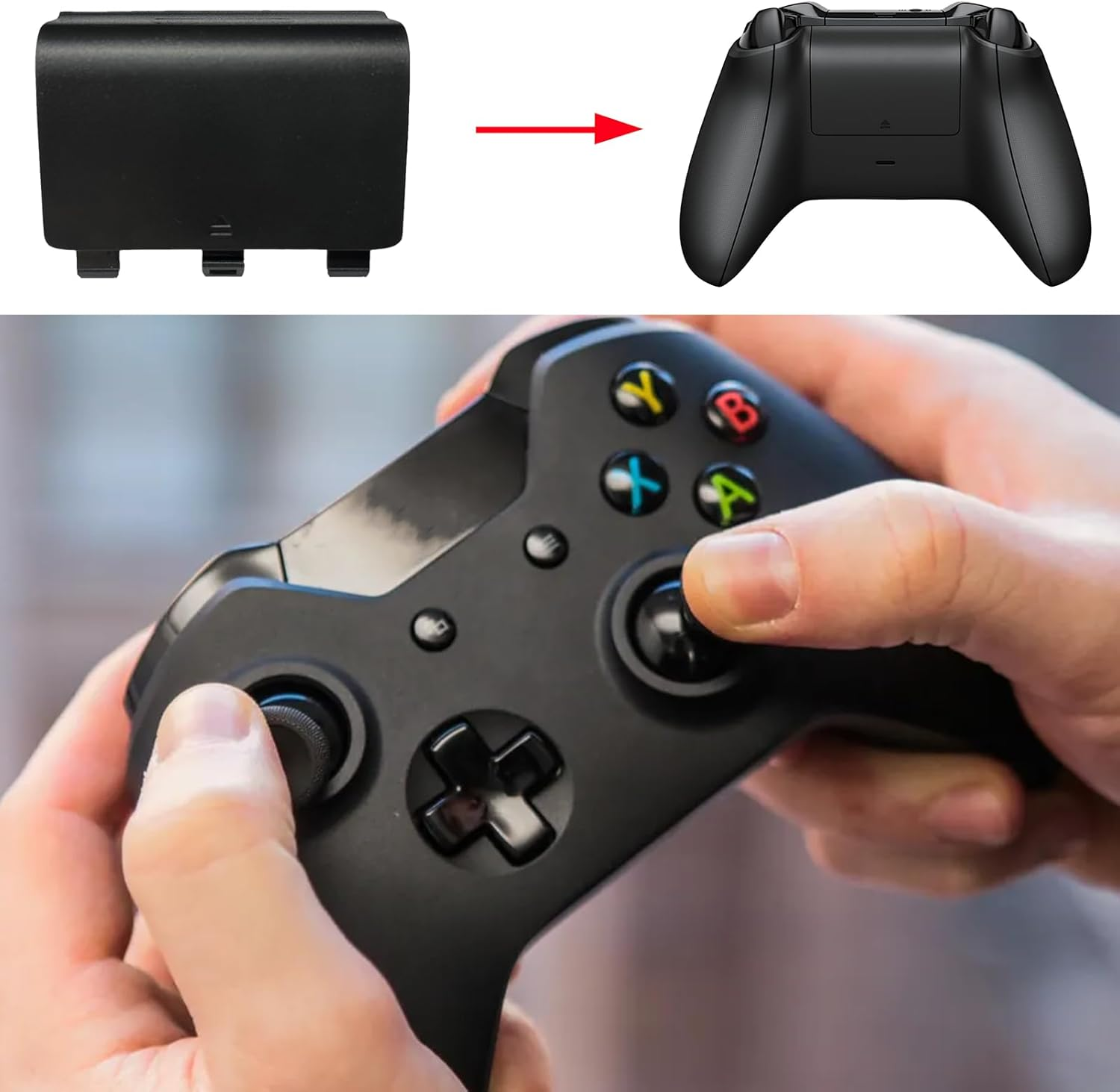 4 Pack Battery Back Cover for Xbox One/One S/One X Controller, One Controller Battery Cover Door Battery Back Shell Repair Part Compatible with Xbox One/One S/One X Controller (Black) image number 6