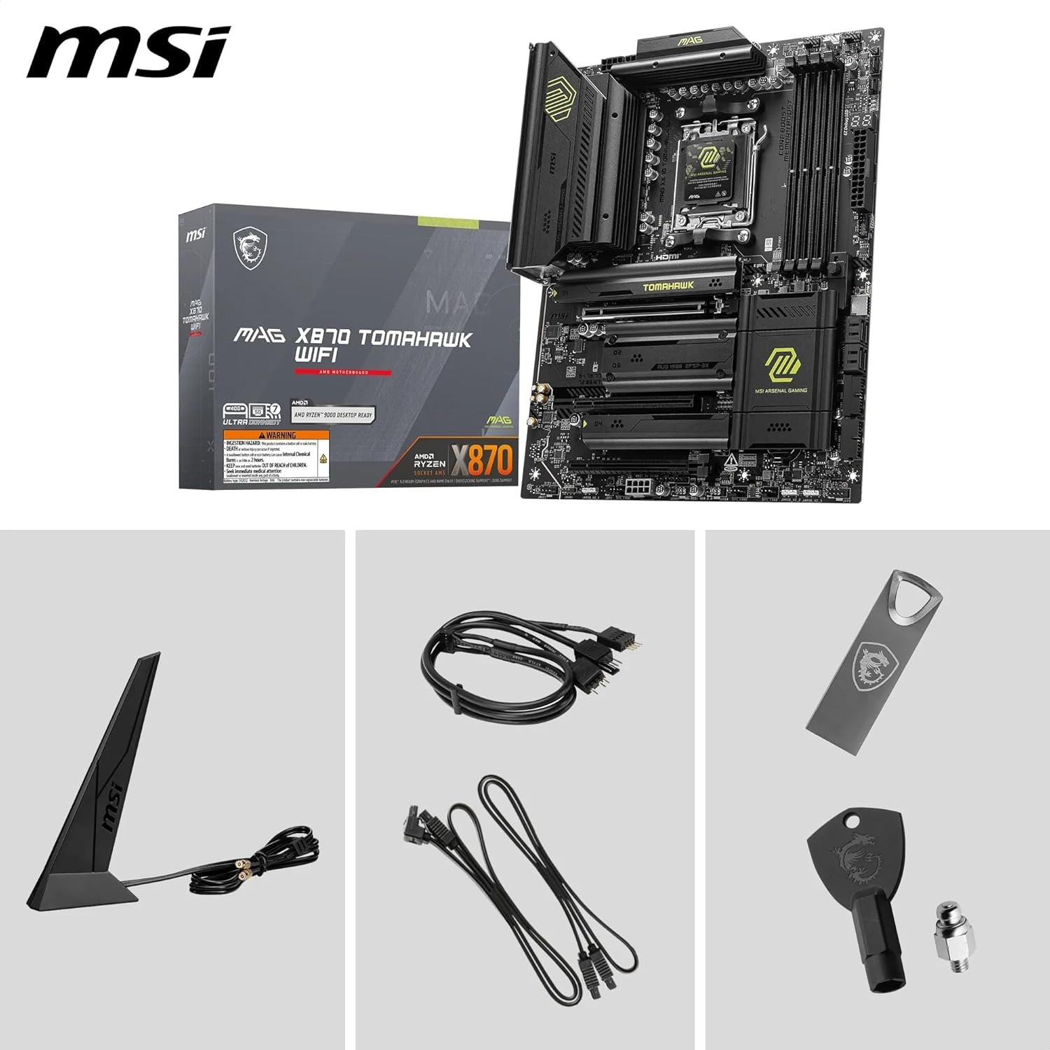 MSI MAG X870 Tomahawk Wifi Motherboard, ATX - Supports AMD Ryzen 9000/8000 / 7000 Processors, AM5-80A SPS VRM, DDR5 Memory Boost 8400+Mt/S (OC), Pcie 5.0 X16 & 4.0 X16, M.2 Gen5, Wi-Fi 7, 5G LAN image number 4
