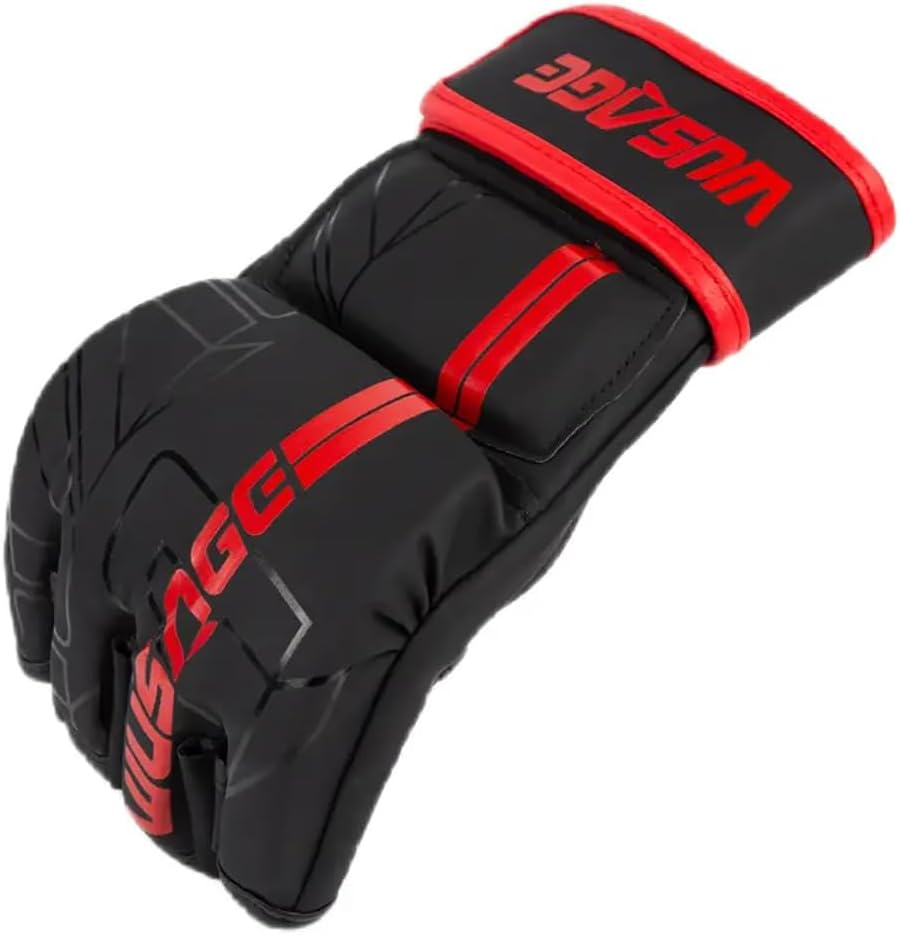 MMA Gloves, Open Palm Martial Arts Grappling Mitts with Long Wrist Grip, Martial Arts Mitts Sparring Men Thai Cage for Sparring, Punching Bag, Kickboxing, Karate Combat and Training image number 4