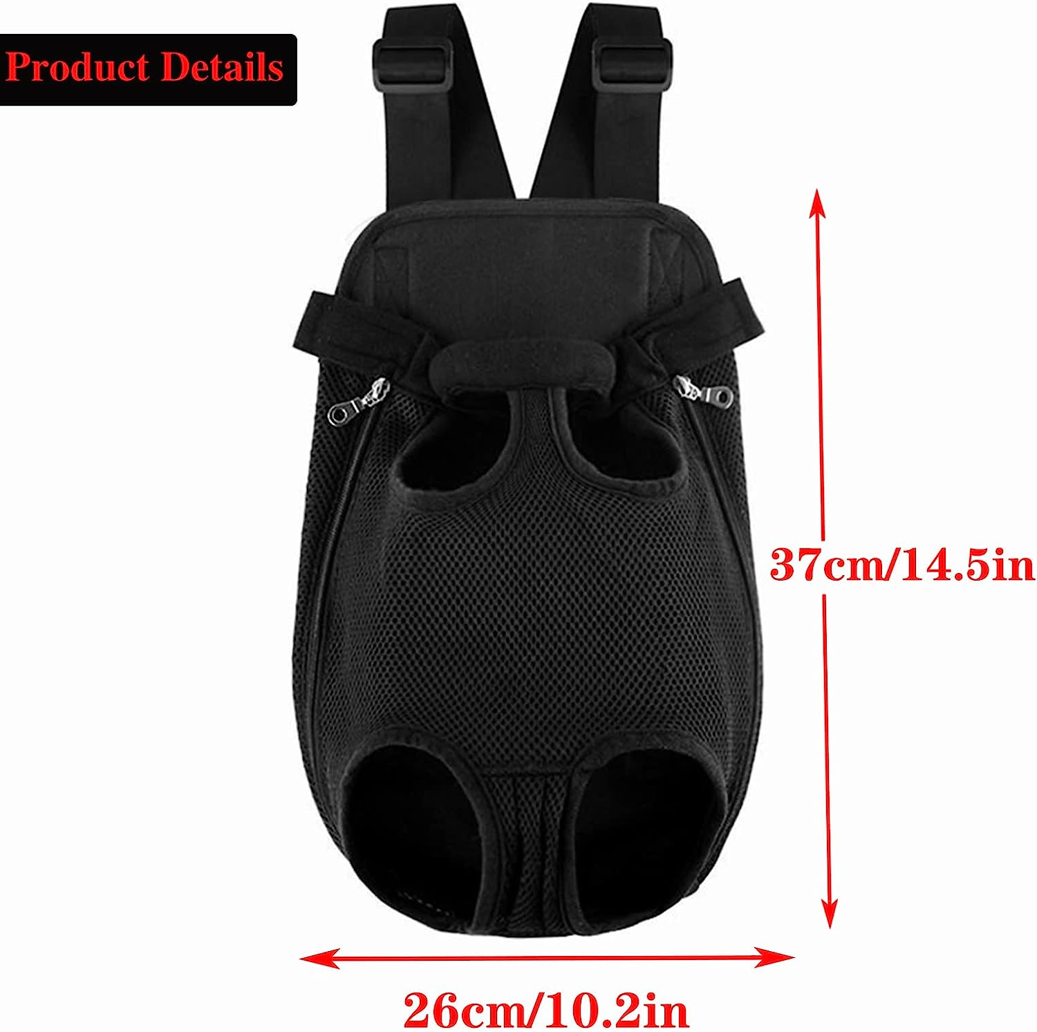Pet Carrier Front Pack - Adjustable Pet Front Cat Dog Carrier Backpack Travel Bag, Legs Out, Easy-Fit for Traveling Hiking Camping for Small Medium Dogs, Size L, Black image number 6