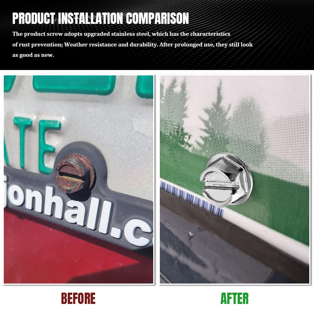 Deemars 8PCS License Plate Screws, License Plate Fasteners, Rust-Proof & Anti-Rattle License Plates Bolts, Automotive Accessories Licenses Plate Stainless Steel Bolts Set for Vehicles (Silver-8Pcs) - Black-4Pcs image number 2