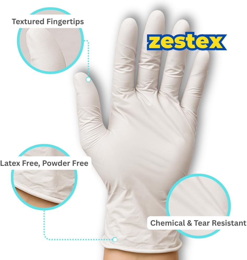 Nitrile Personal Care, Latex-Free & Powder-Free, Non-Sterile Food Safe Multi Purpose Disposable Glove, White, Large, Case/100 image number 2