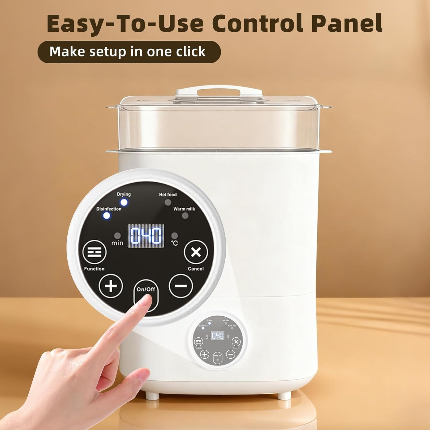 Baby Bottle Sterilizer and Dryer, 5-In-1 Large Capacity Bottle Sanitizer and Dryer, 2 Layers Compact Baby Bottle Electric Steam Sterilizer and Dryer image number 5