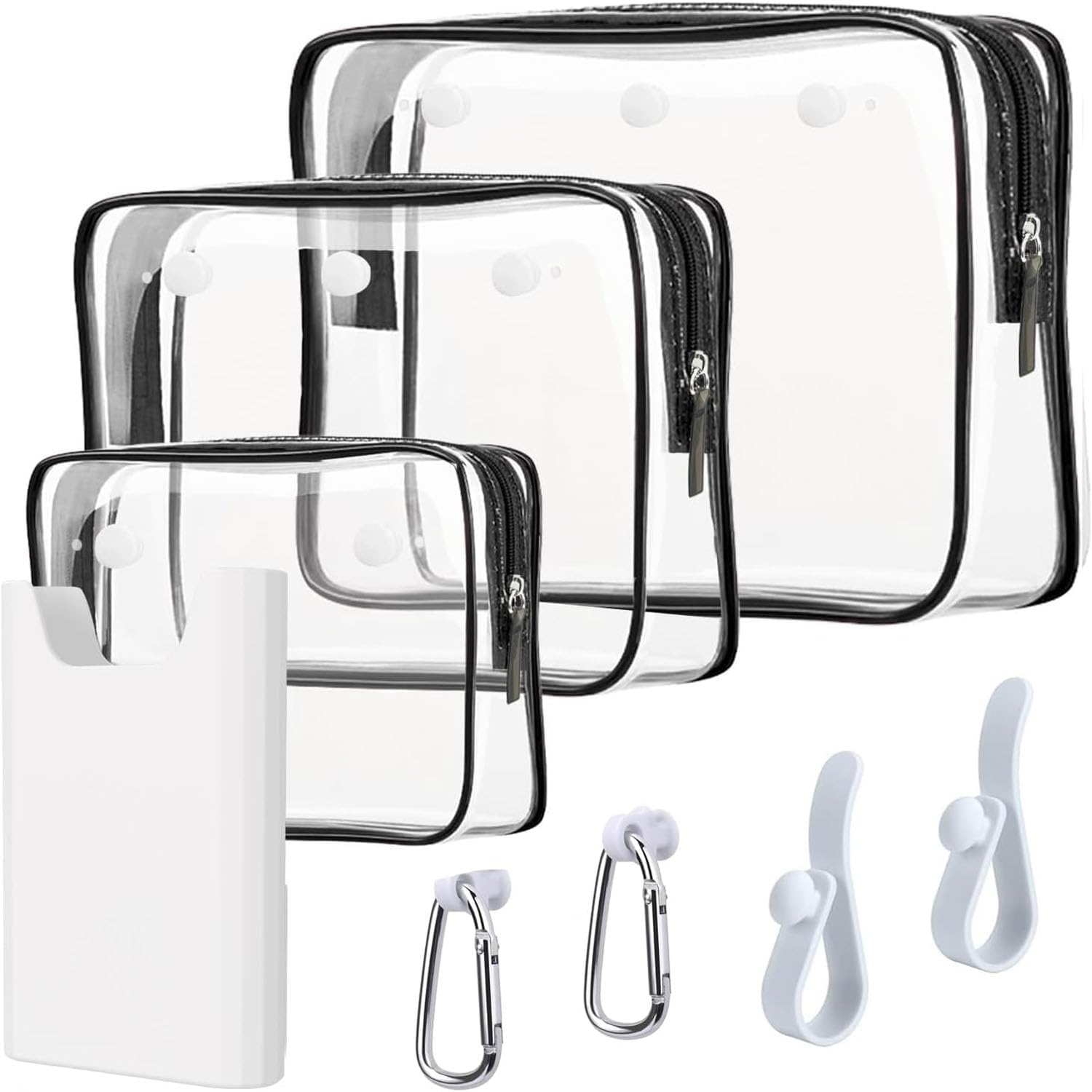 Clear Toiletry Bags - Croc & Bogg Bag Style Rubber Tote, Travel Toiletries & Makeup Organizer, Beach Bag with Accessories, Ideal for Australian Travelers (White Set of 4)