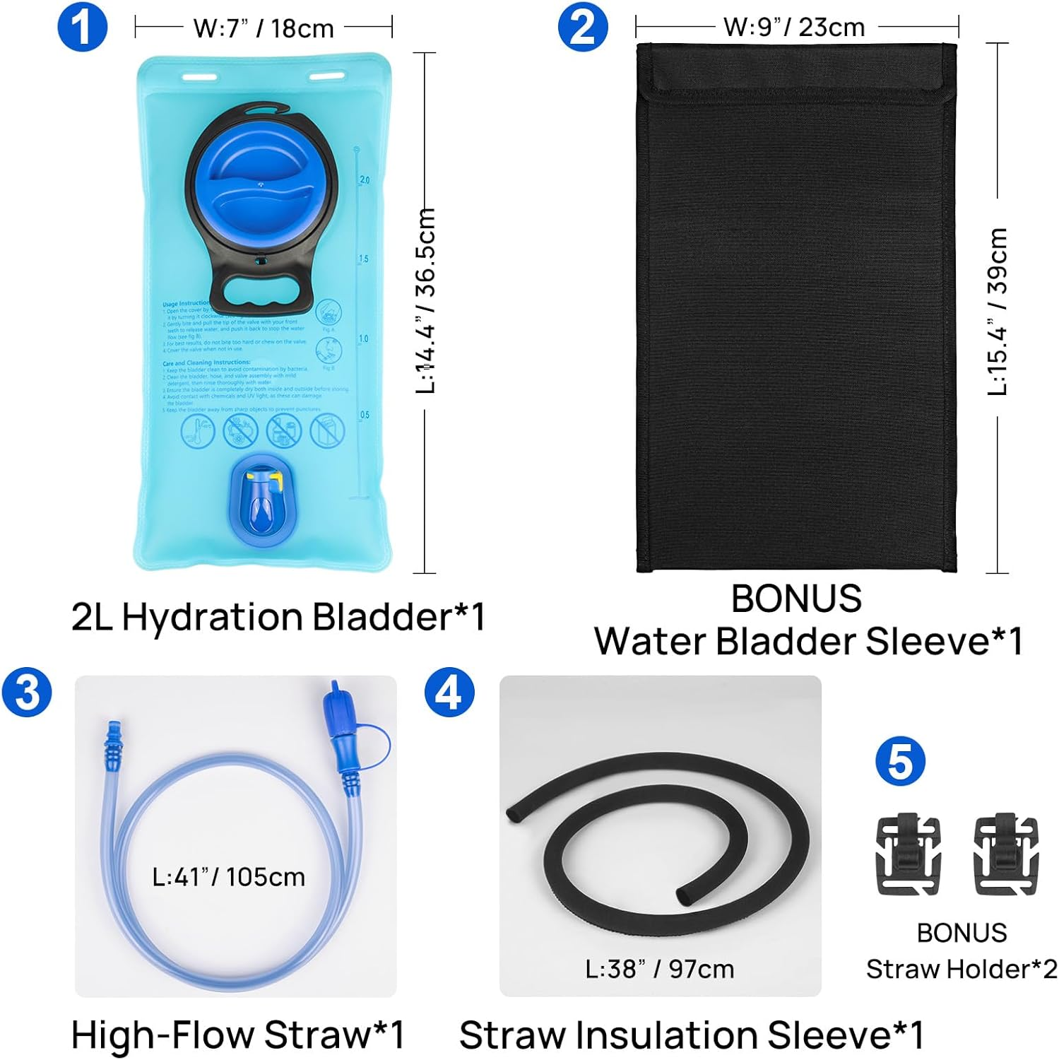 TUDEQU TPU 2L Hydration Bladder,Leak-Proof,With Bonus Insulated Sleeve,Keeps Ice Water Cold,Water Bladder for Hiking,Cycling image number 2