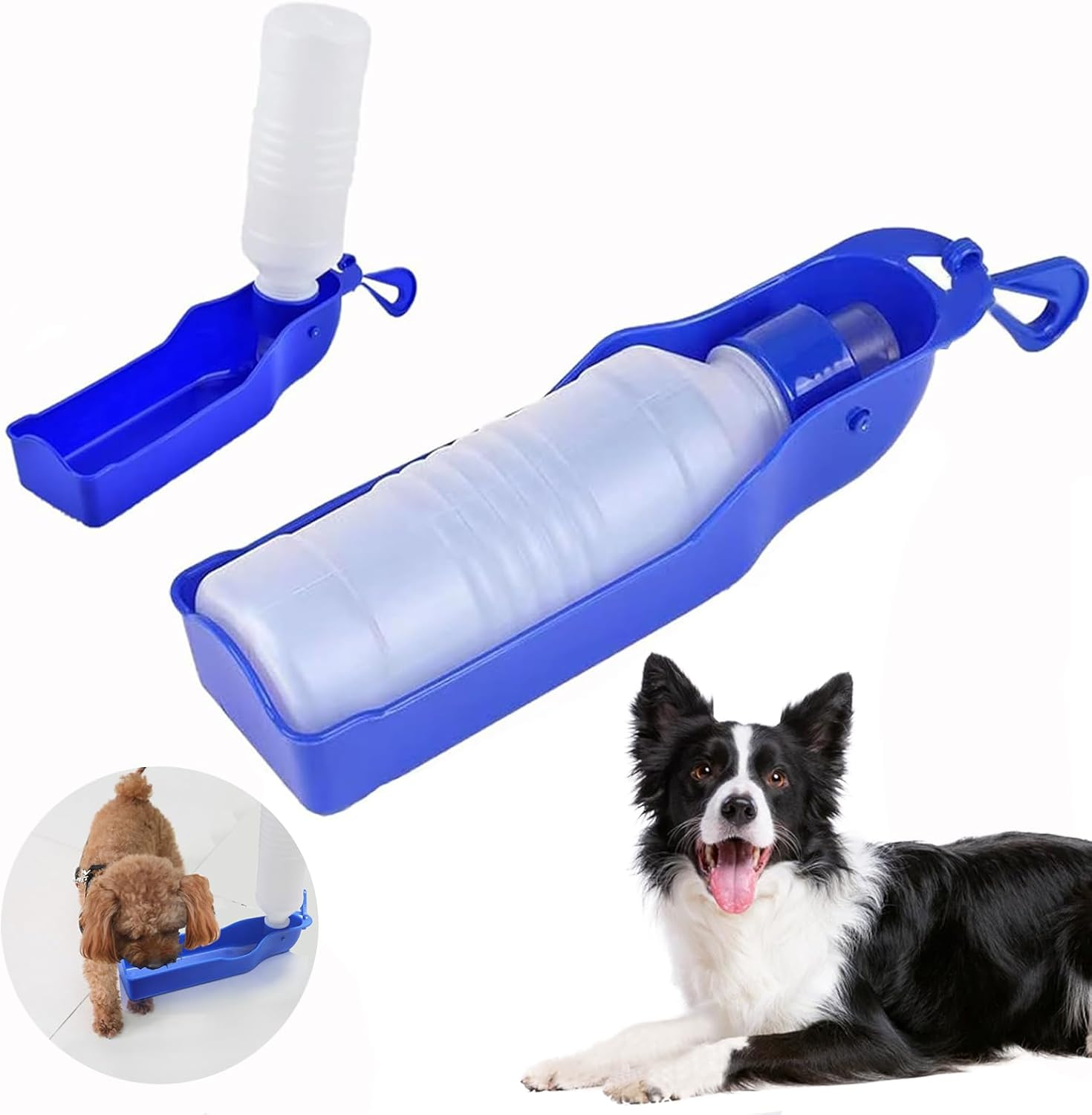 500 Ml Dog Water Bottle with Foldable Drinking Cup, Portable Travel Water Bottle, Water Bottles for Dogs, Pet Drinking Bottle, Suitable for Pets When Hiking and Camping Outdoors image number 1