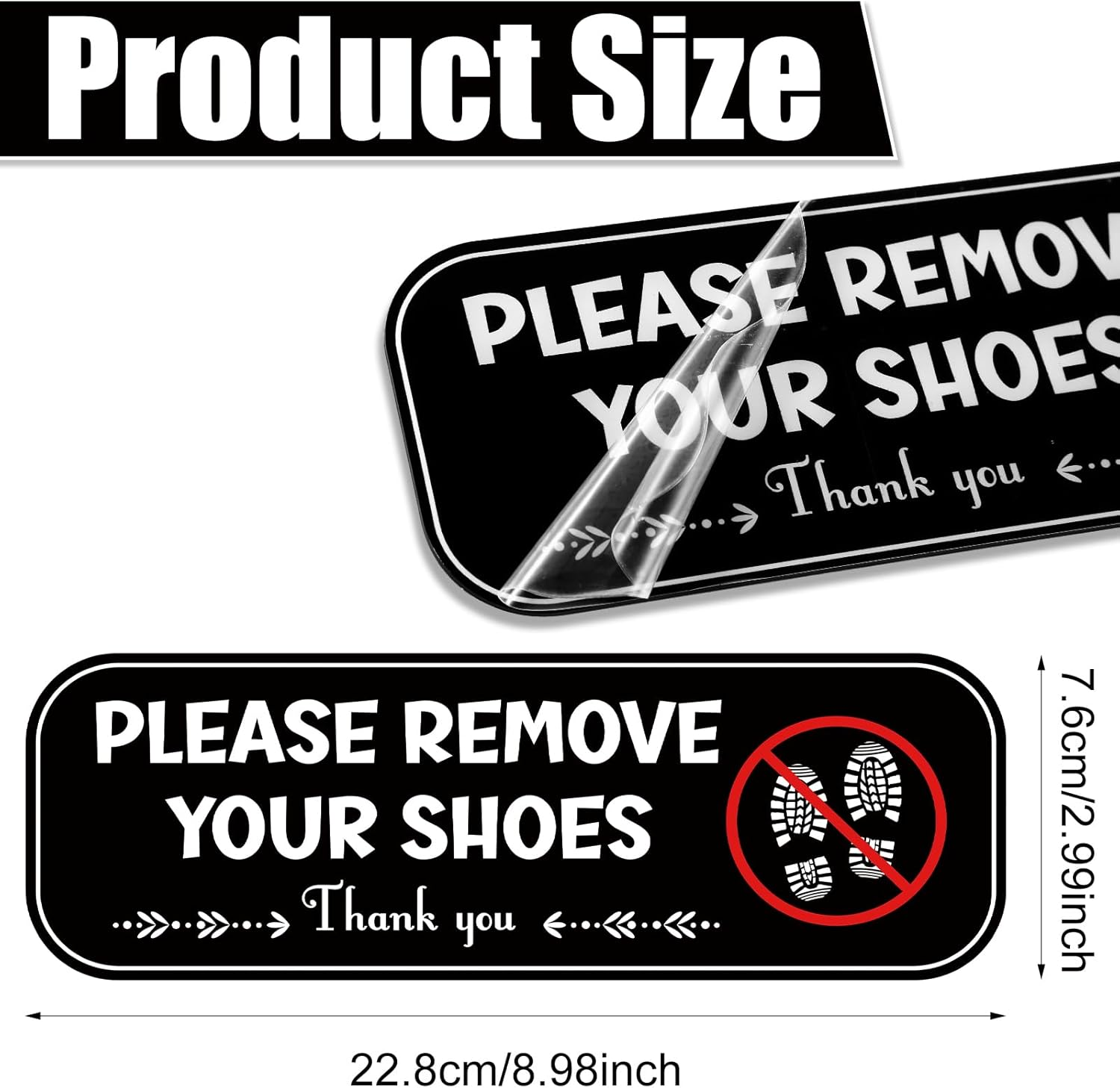 2Pcs Acrylic No Shoes Sign - Take Your Shoes off Sign for Front Door, Offices, Cafes, Restaurants & More image number 4