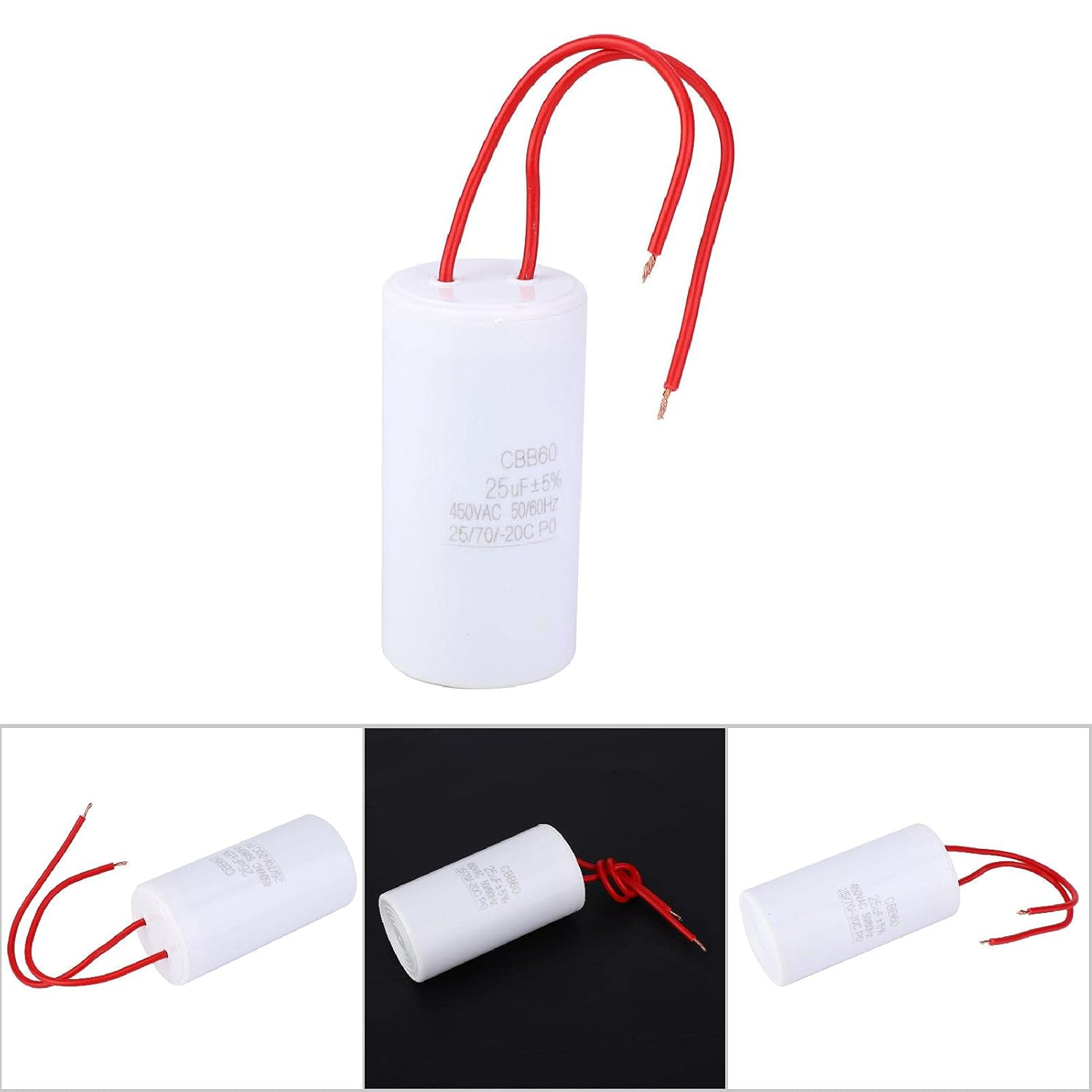 TOPINCN CBB60 Insert Starting Capacitor 25Uf 450VAC for Small Electric Appliance Repair 25/70/-20 image number 1