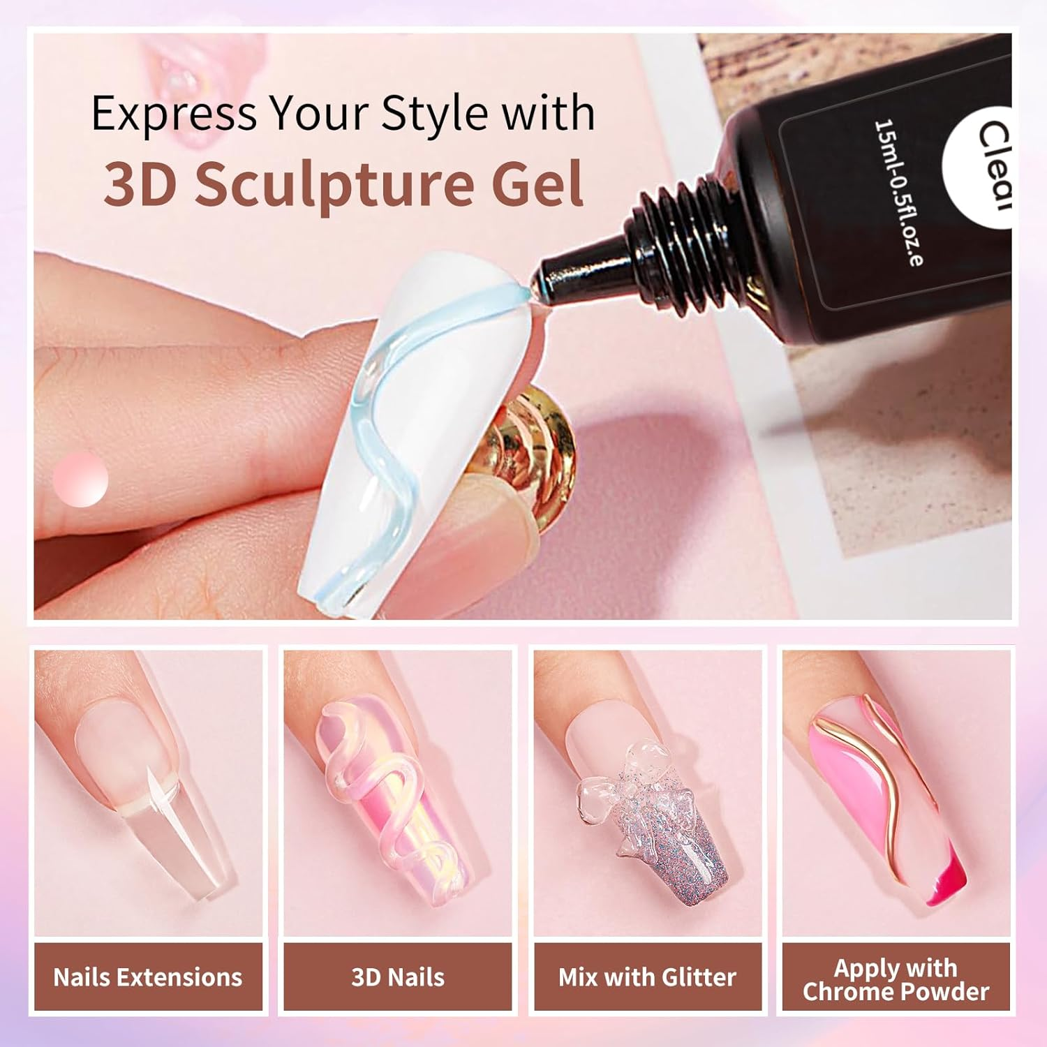 MAGIC ARMOR 3D Skulptur Nail Gel 15G Multifunctional Rhinestone Glue Gel for 3D Gel Nail Art Nail Carving 3D Nail Sculpting Gel DIY Design image number 6