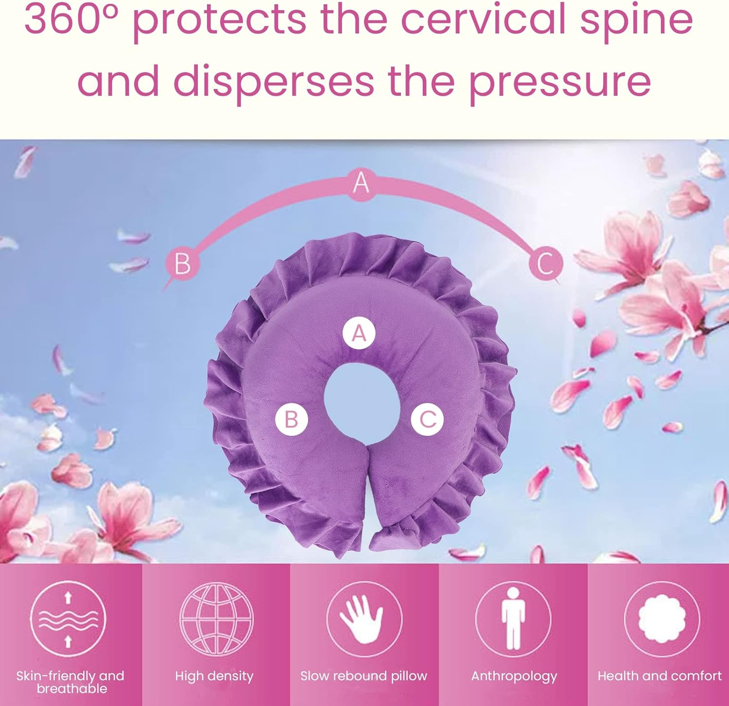 OKJHFD Face Pillow U-Shaped Neck Support Cushion, U Shaped Neck Support Cushion Soft Table Bed Face Pillow for Beauty Salon SPA Massage (Purple)