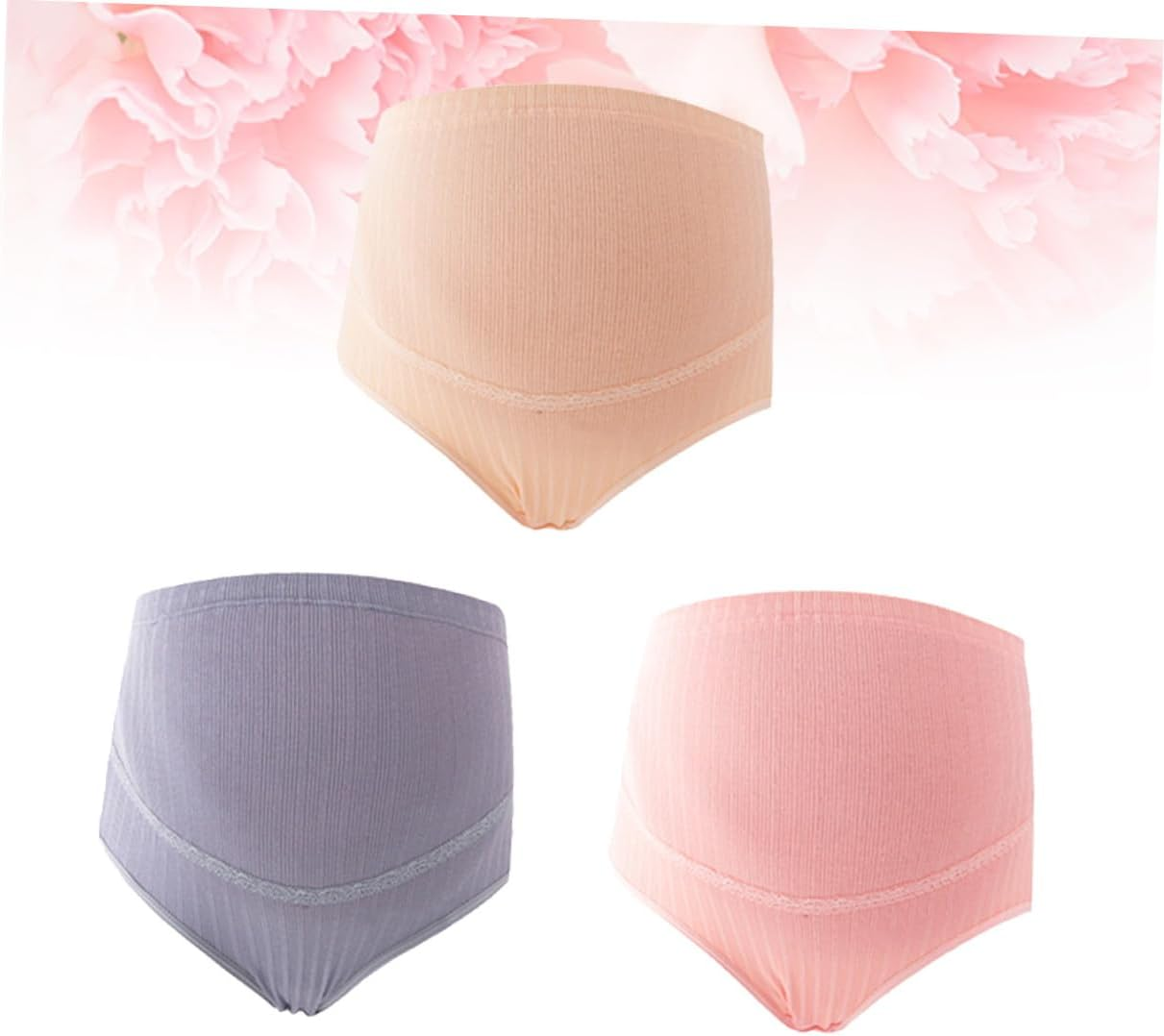 3Pcs Cotton High Waist Maternity Panties with Adjustable Stomach Lift Soft Breathable Nursing Underwear for Pregnant Women Random Color Random Color image number 1