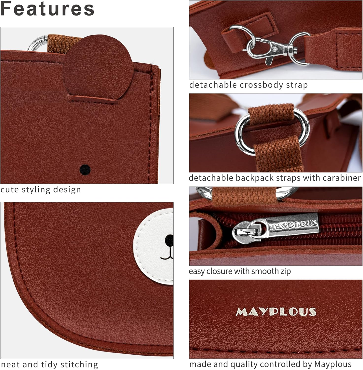 Kids Backpack Children'S Shoulder Bag Girls Mini Backpack Boys Crossbody Bag Teenage Purse Cute Animal Bag 2-In-1 Style Small Size for 3 Years and Up - Bunny image number 7