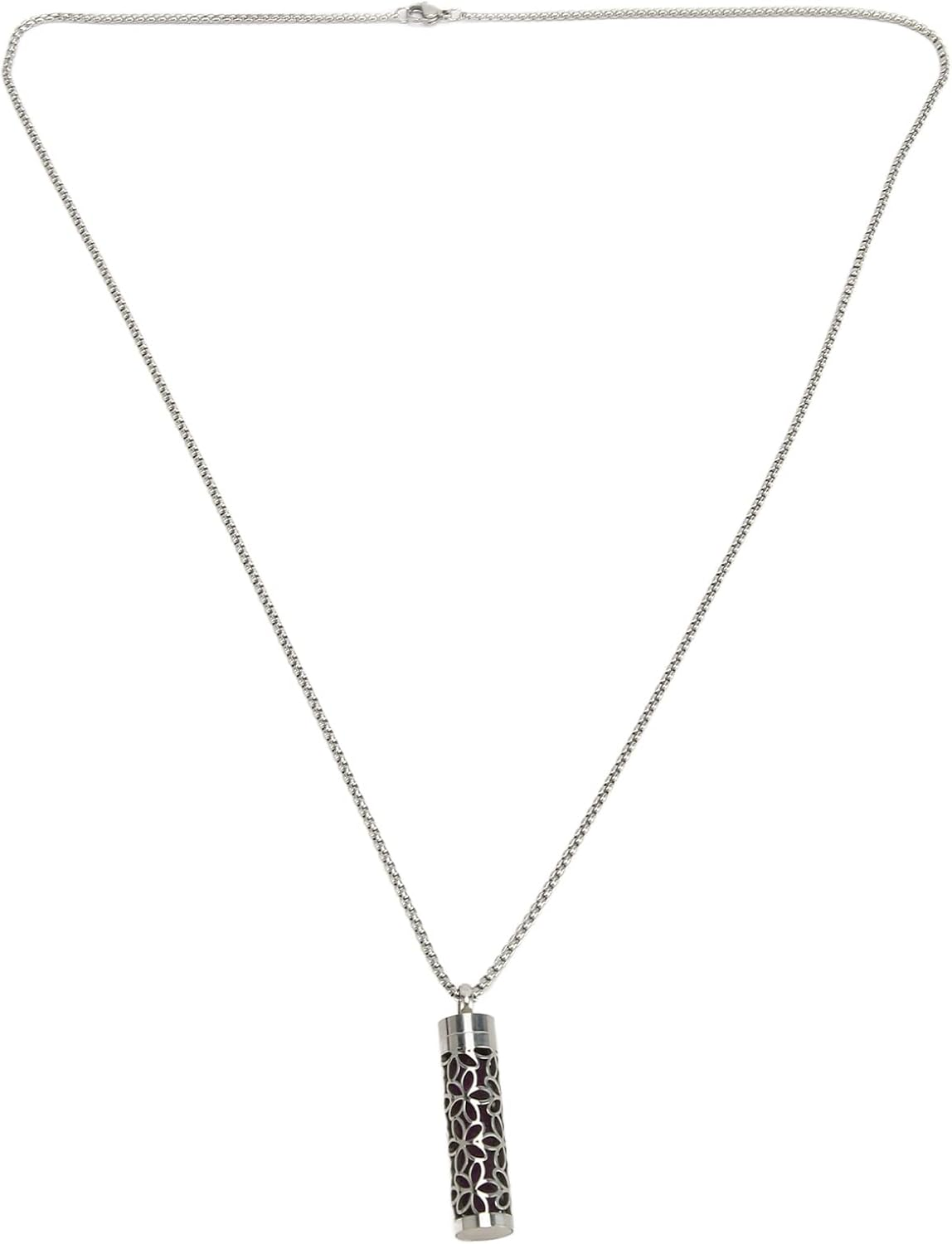 Essential Oil Diffuser Necklace, Stainless Steel Essential Oil Pendant Necklace Hollow Design for Indoor Outdoor image number 1