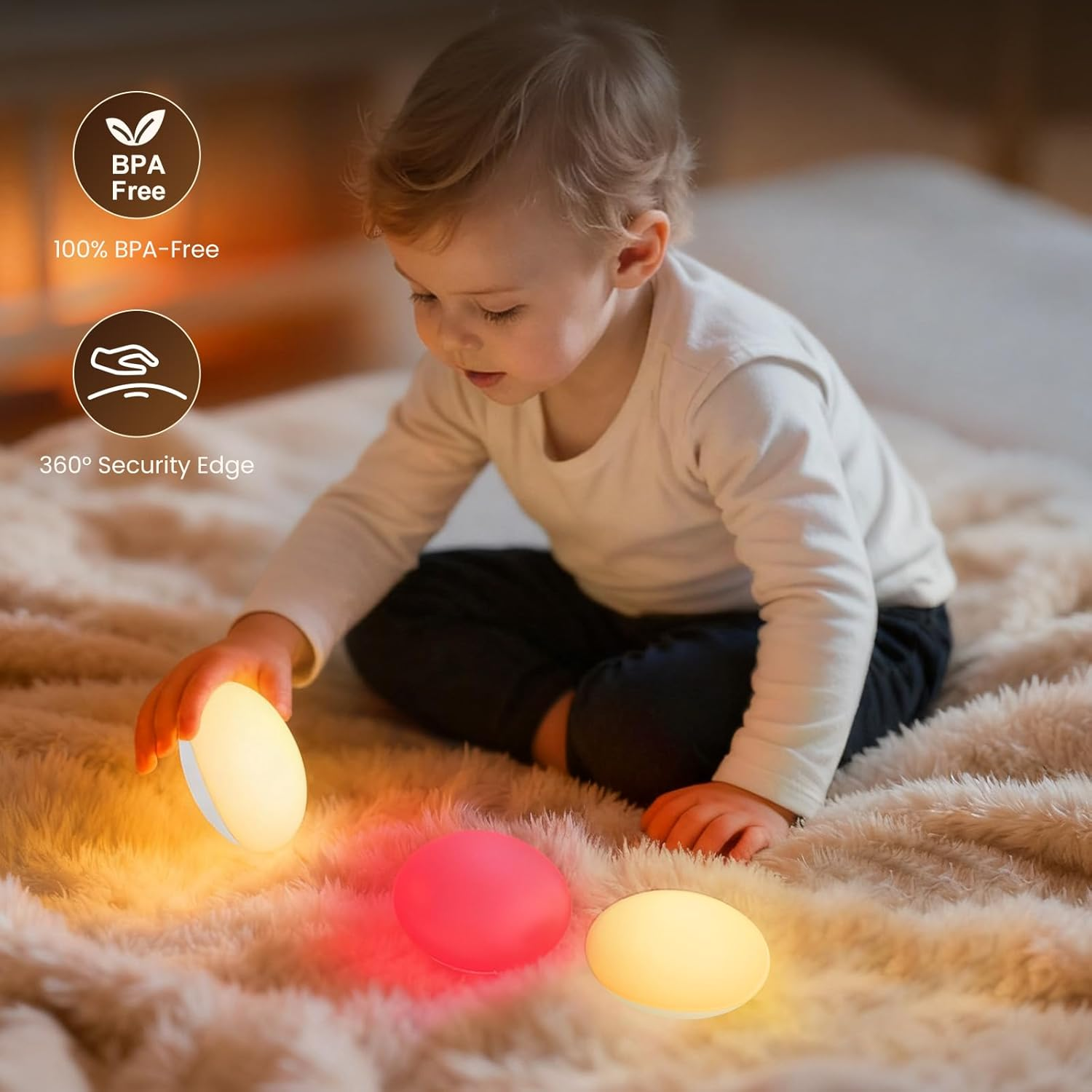 Night Light, Timer & Stepless Dimming, Portable Hanging Design for Breastfeeding, Kids Bedroom & Travel, Eye-Caring Night Light for Baby 3 Light Modes (Warm White/Amber/Red) image number 4