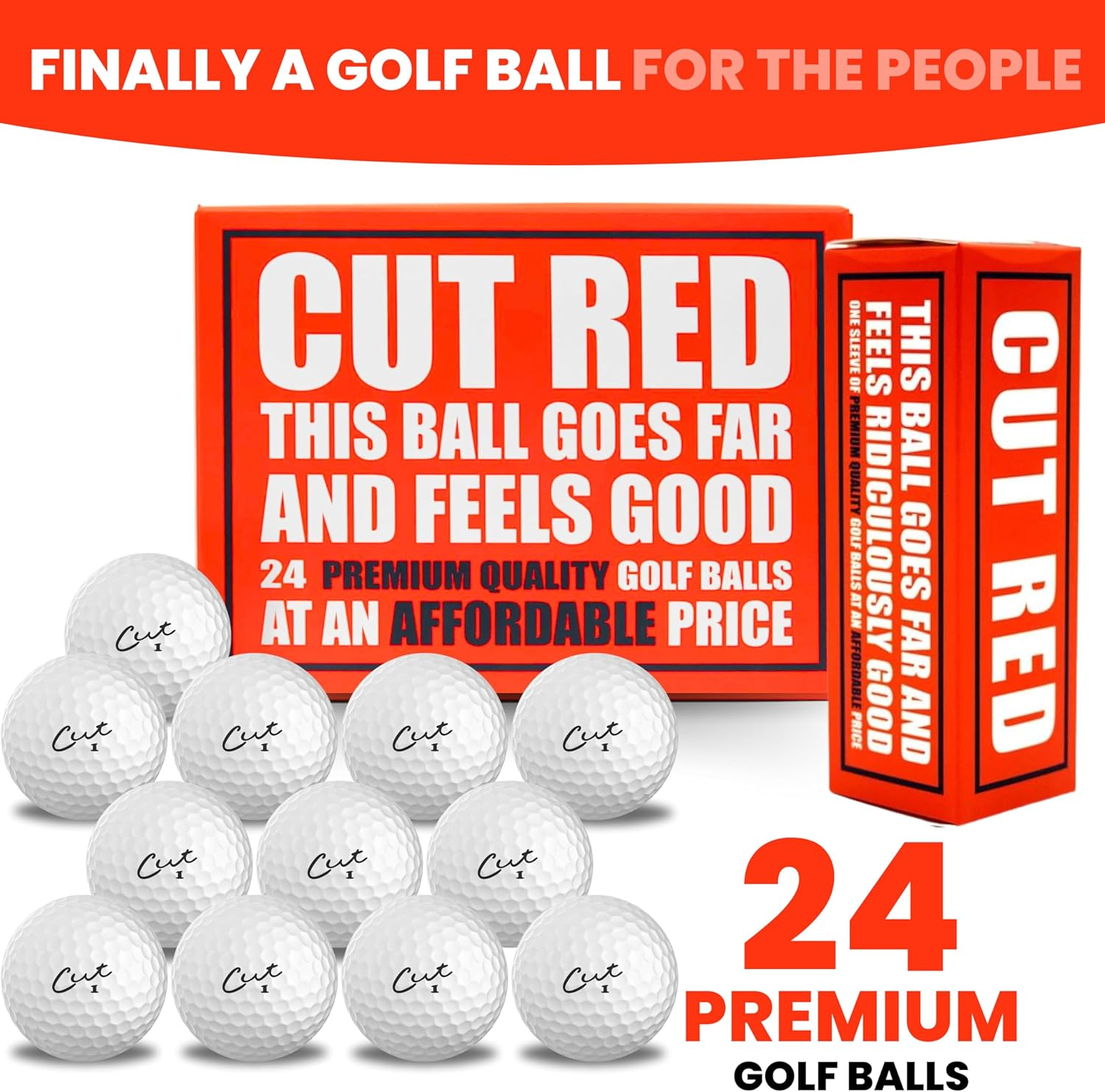 Cut Golf RED Golf Balls - 24 Pack